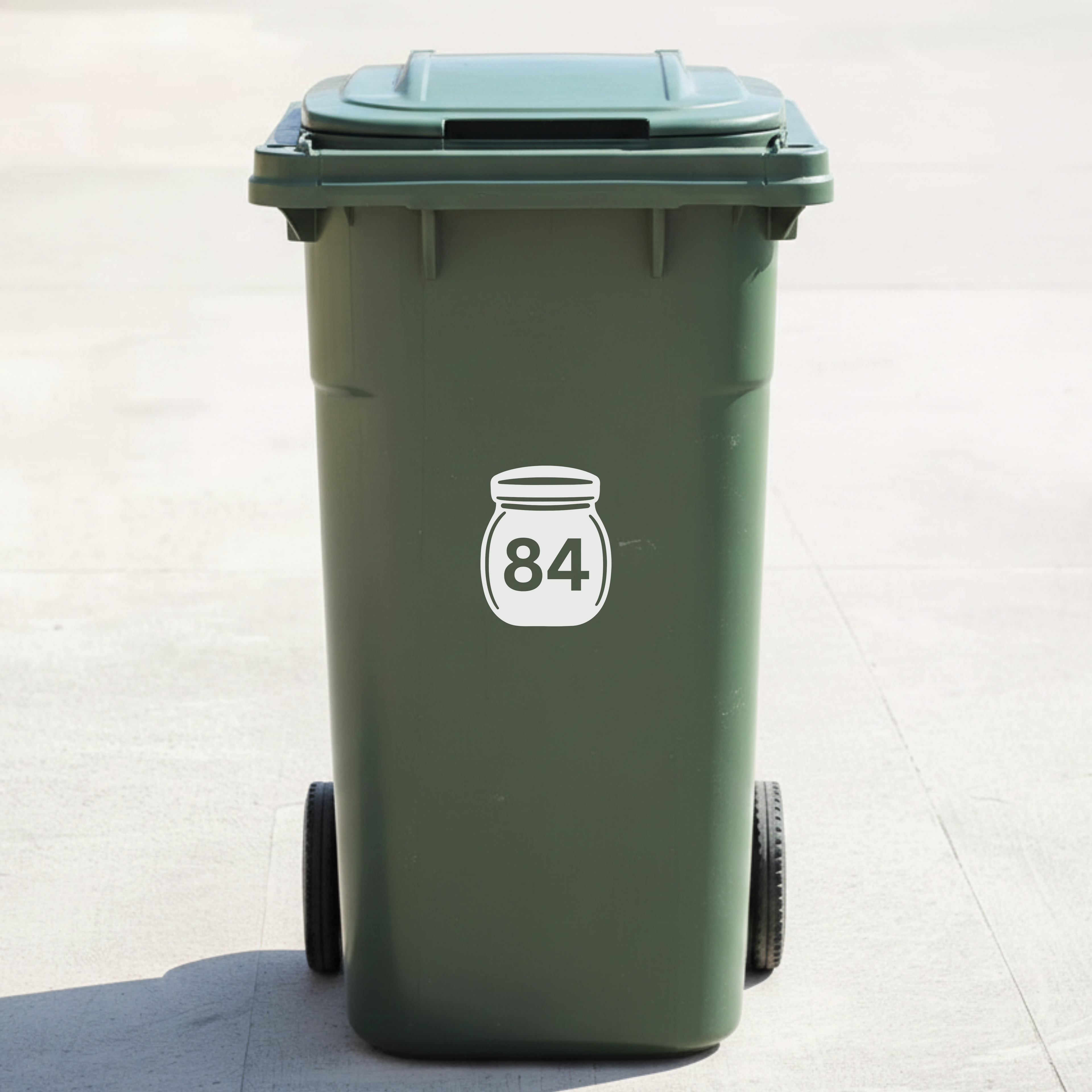 Honey Jar Bin Decal Sticker with Personalised House Number