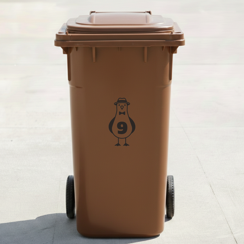 Seagull Bin Decal Sticker with Personalised House Number
