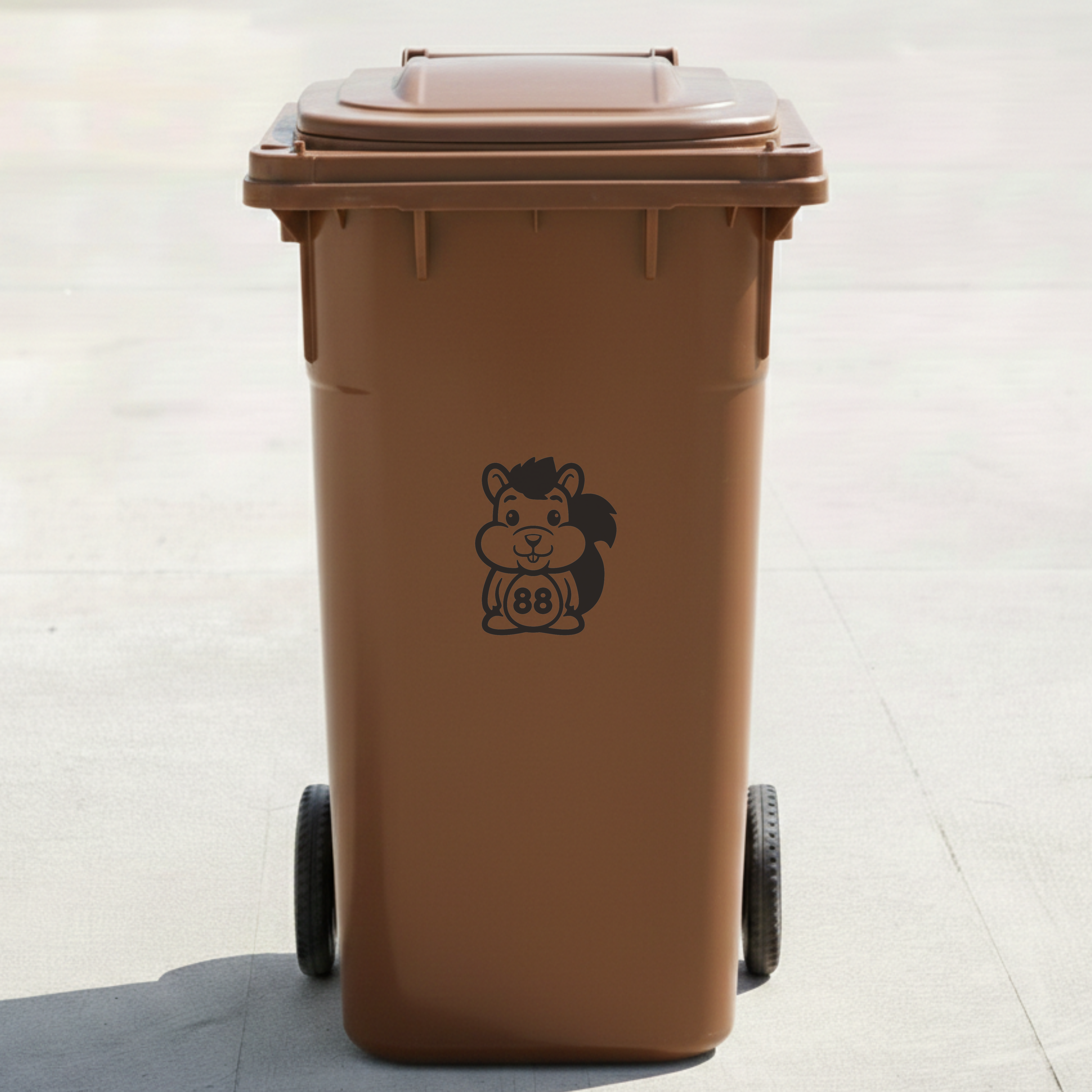 Squirrel Bin Decal Sticker with Personalised House Number