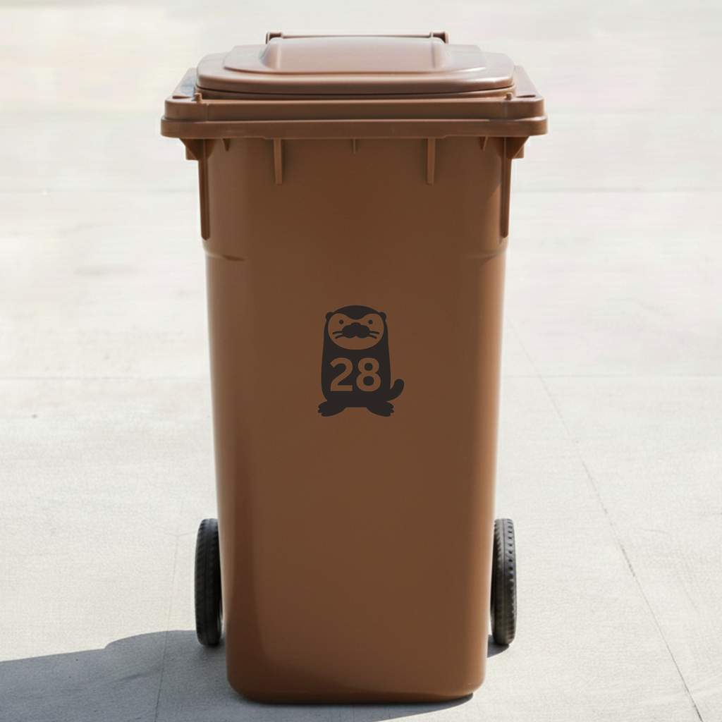 Otter Bin Decal Sticker with Personalised House Number