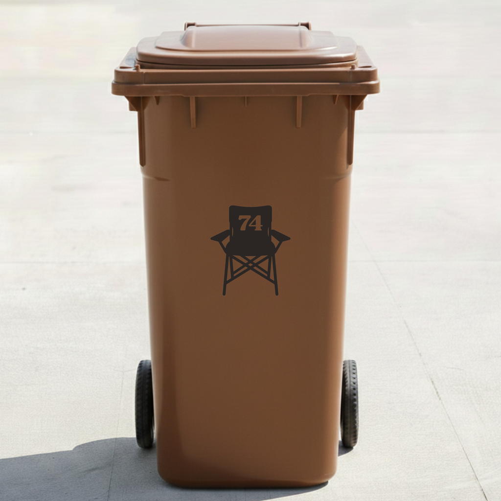 Camping Chair Bin Decal Sticker with Personalised House Number