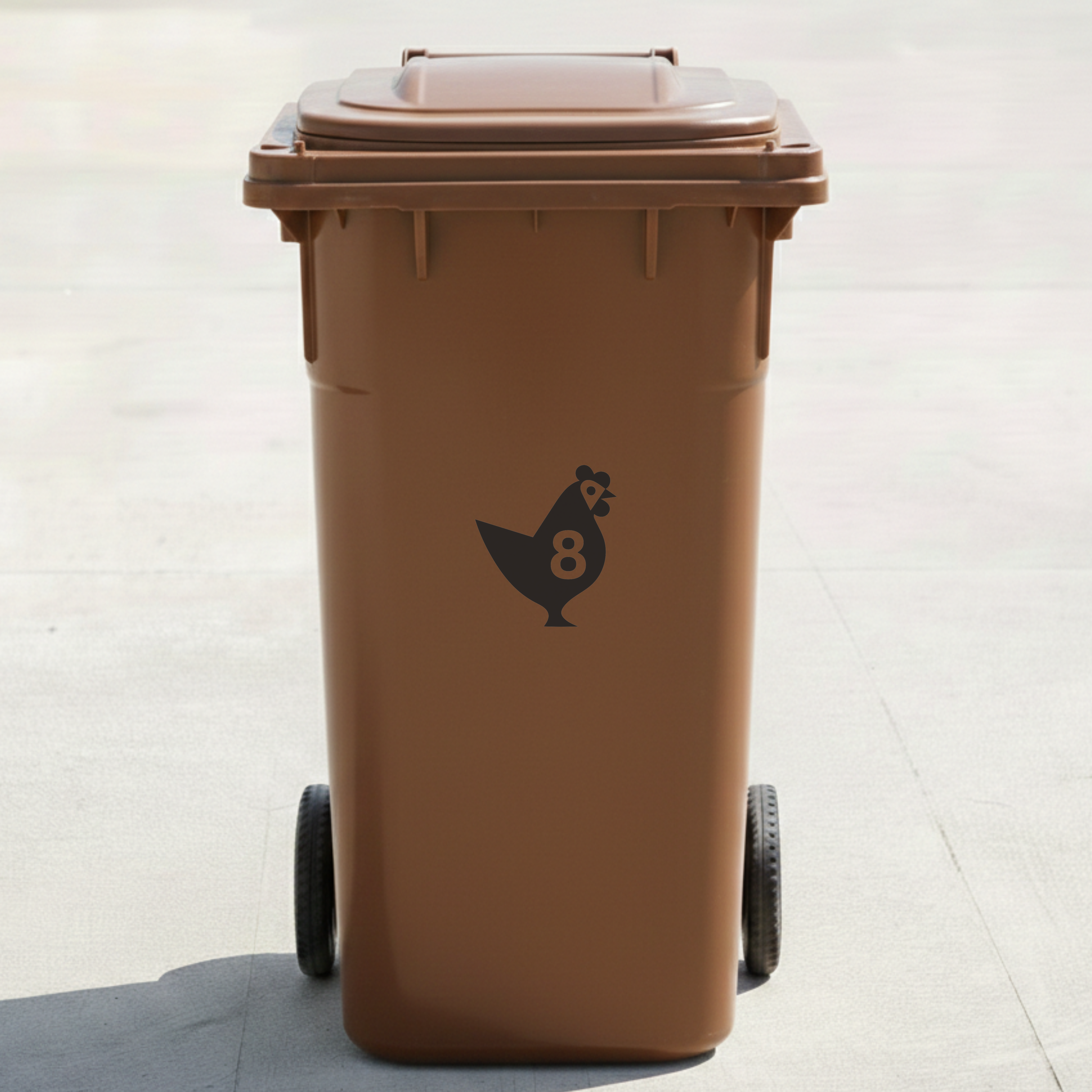 Chicken Bin Decal Sticker with Personalised House Number