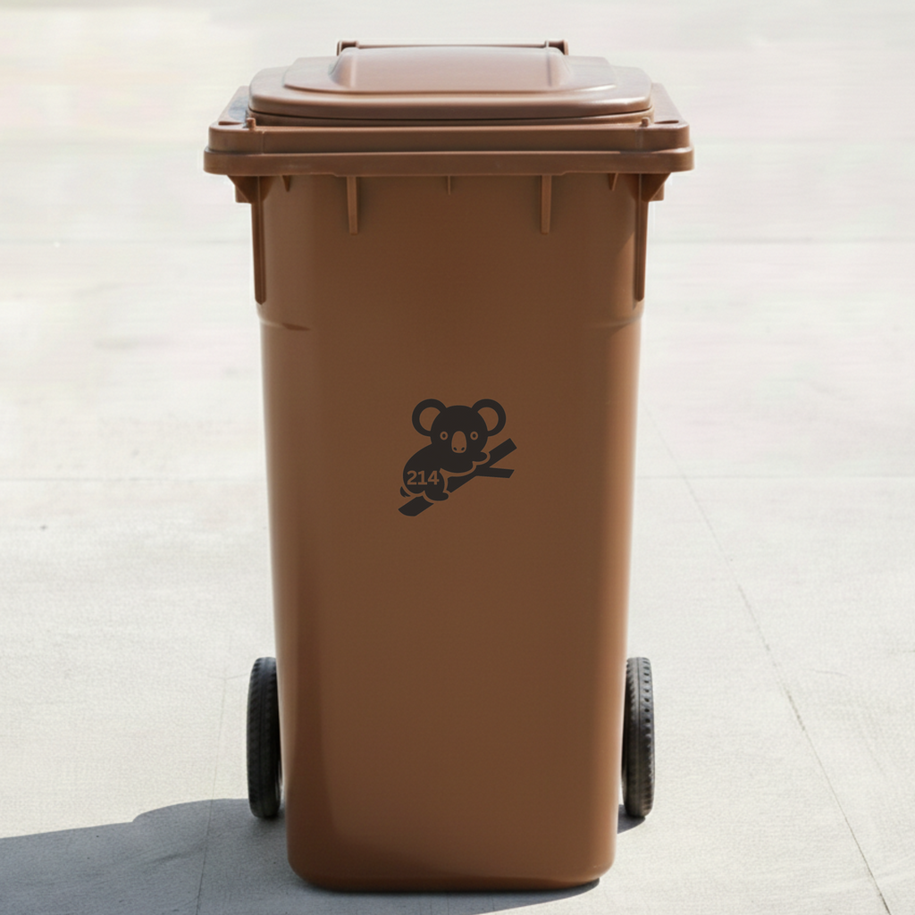 Koala Bin Decal Sticker with Personalised House Number