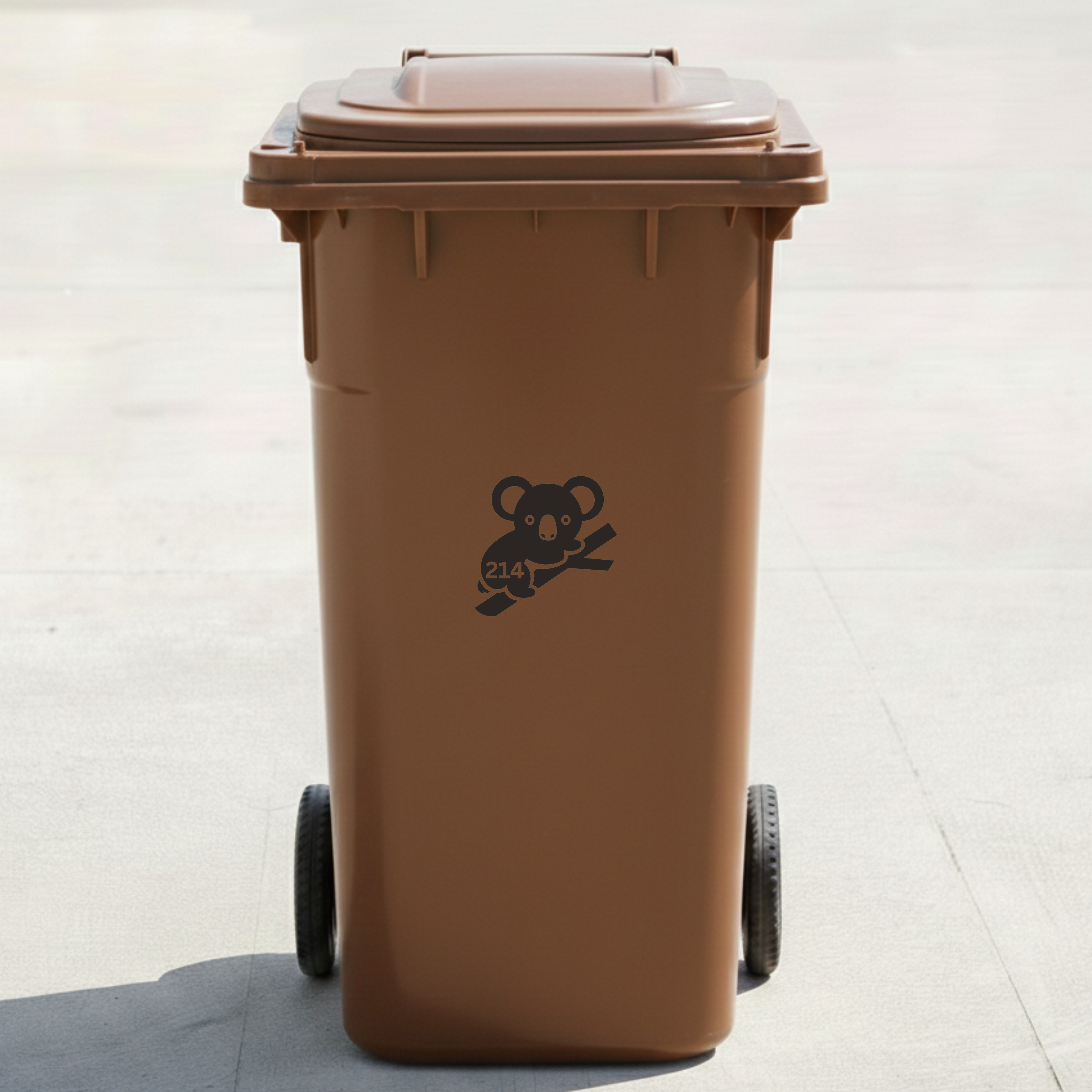 Koala Bin Decal Sticker with Personalised House Number