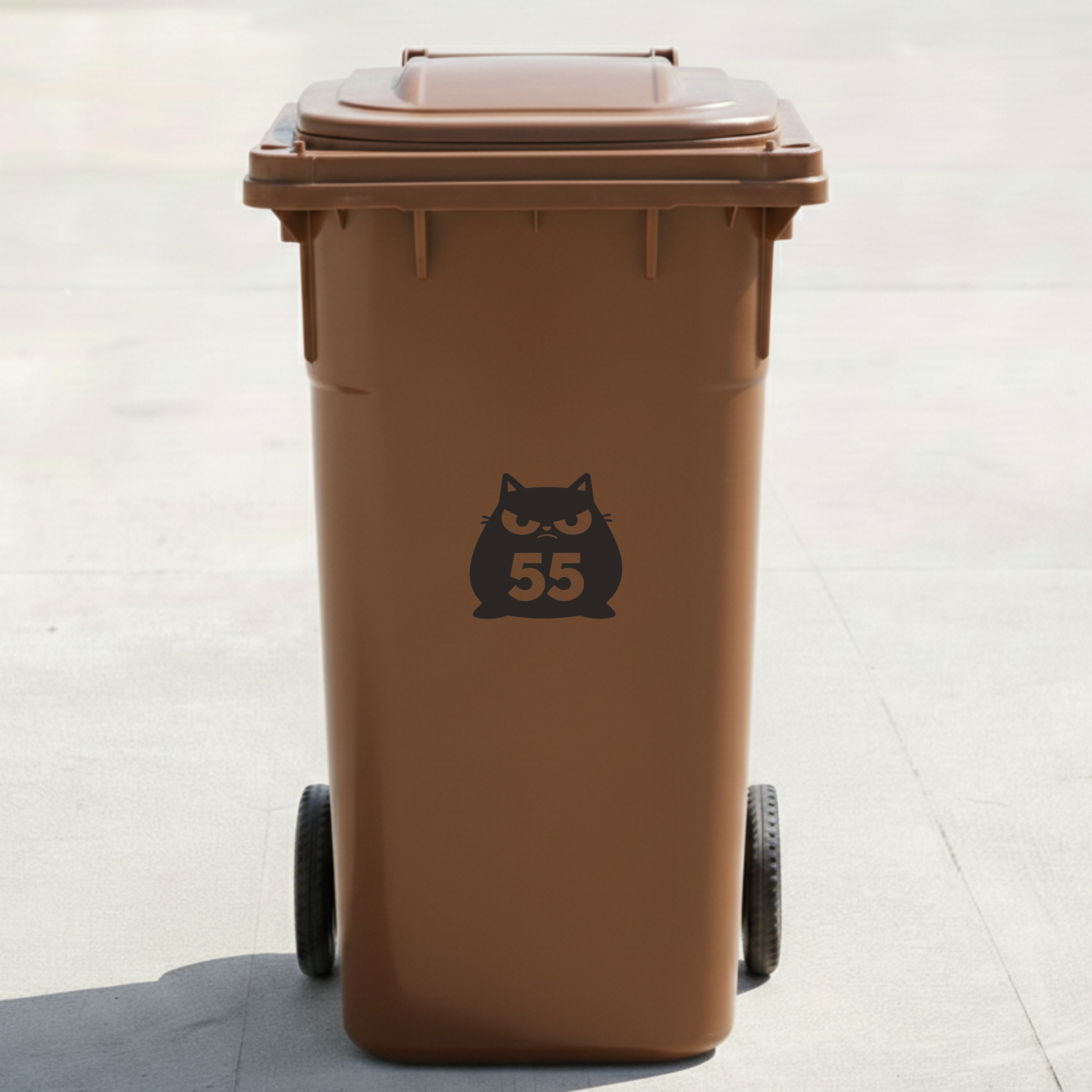 Angry Cat Bin Decal Sticker with Personalised House Number