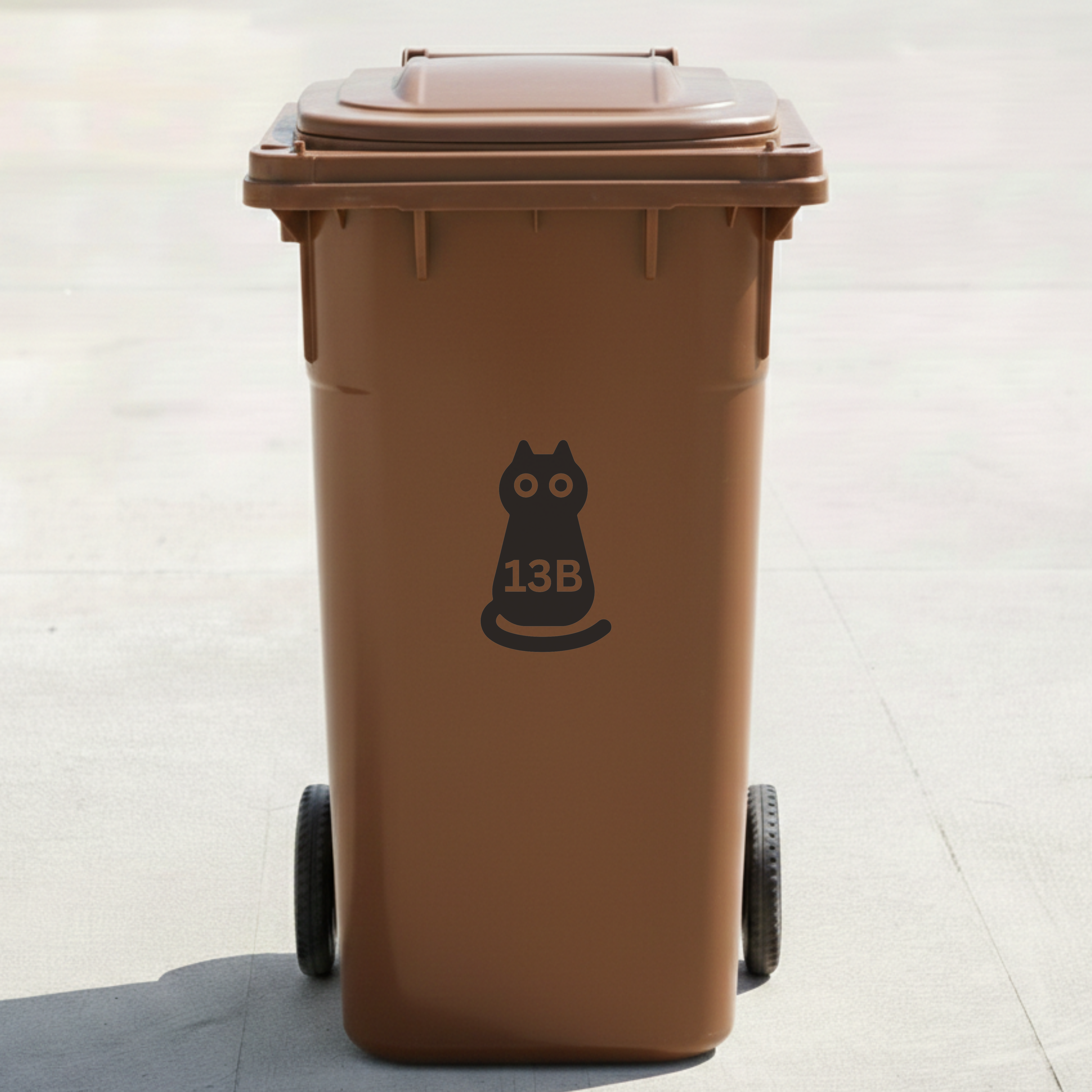 Black Cat Bin Decal Sticker with Personalised House Number