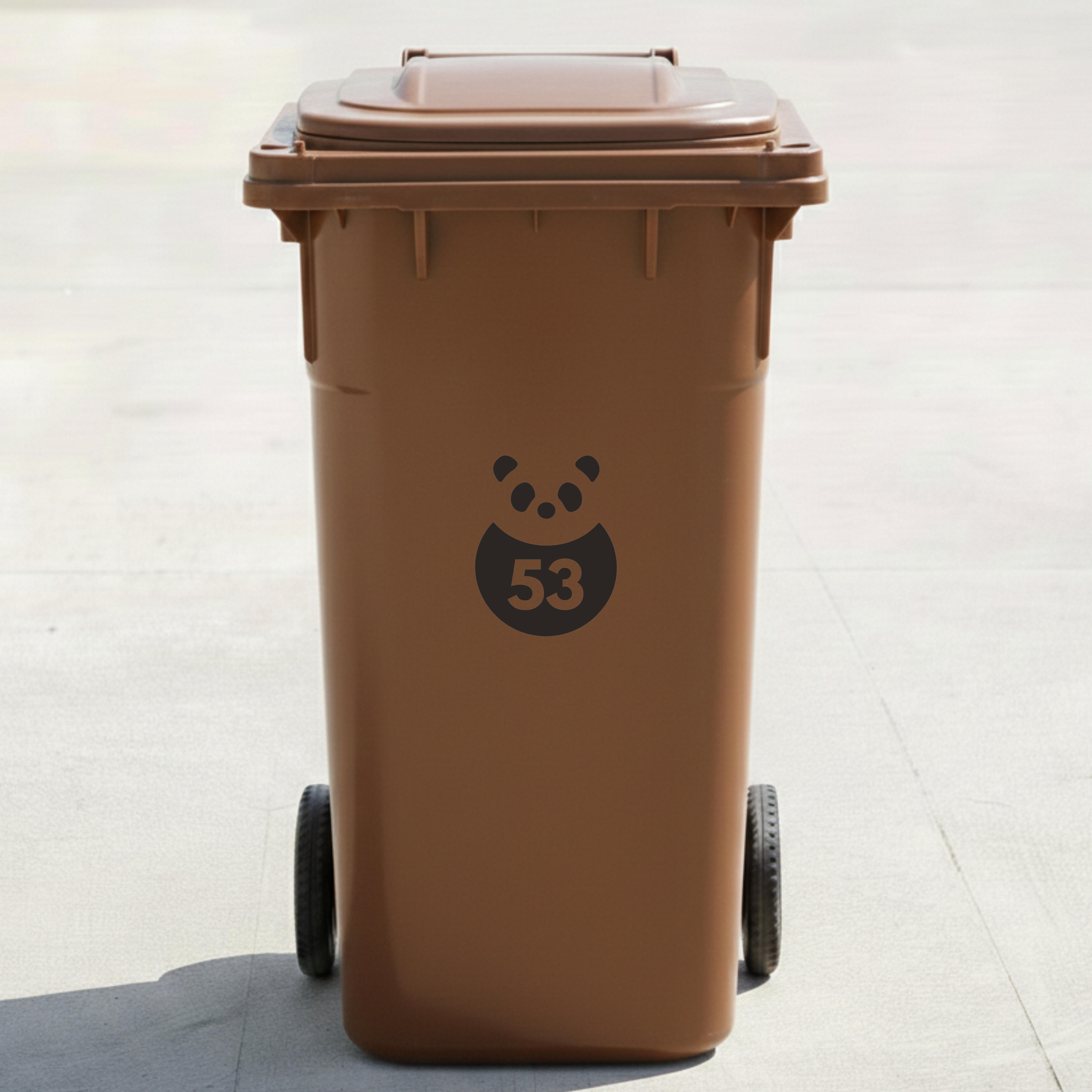 Cute Panda Bin Decal Sticker with Personalised House Number