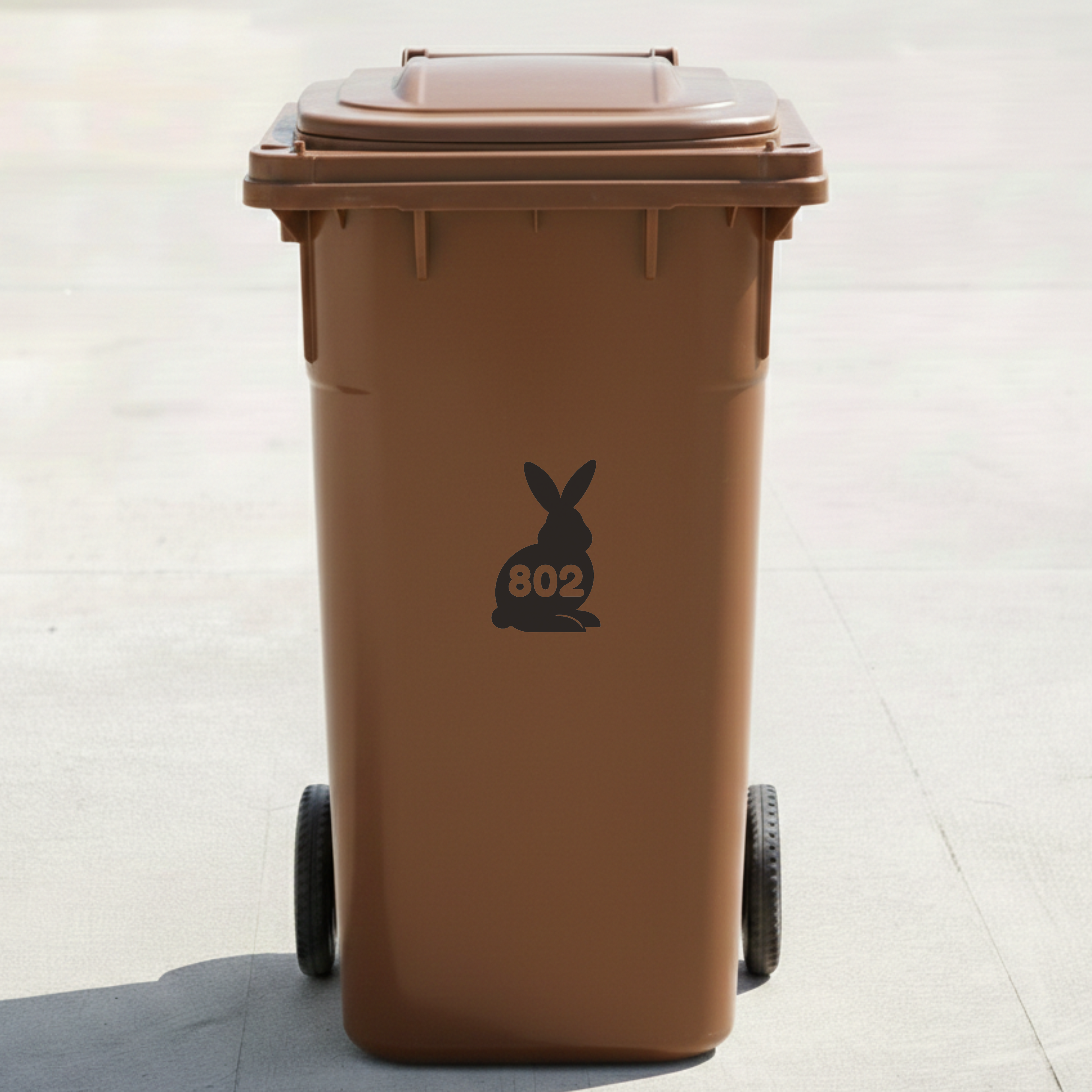 Rabbit Bin Decal Sticker with Personalised House Number