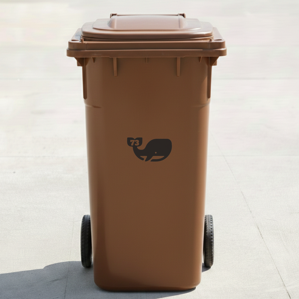 Whale Bin Decal Sticker with Personalised House Number