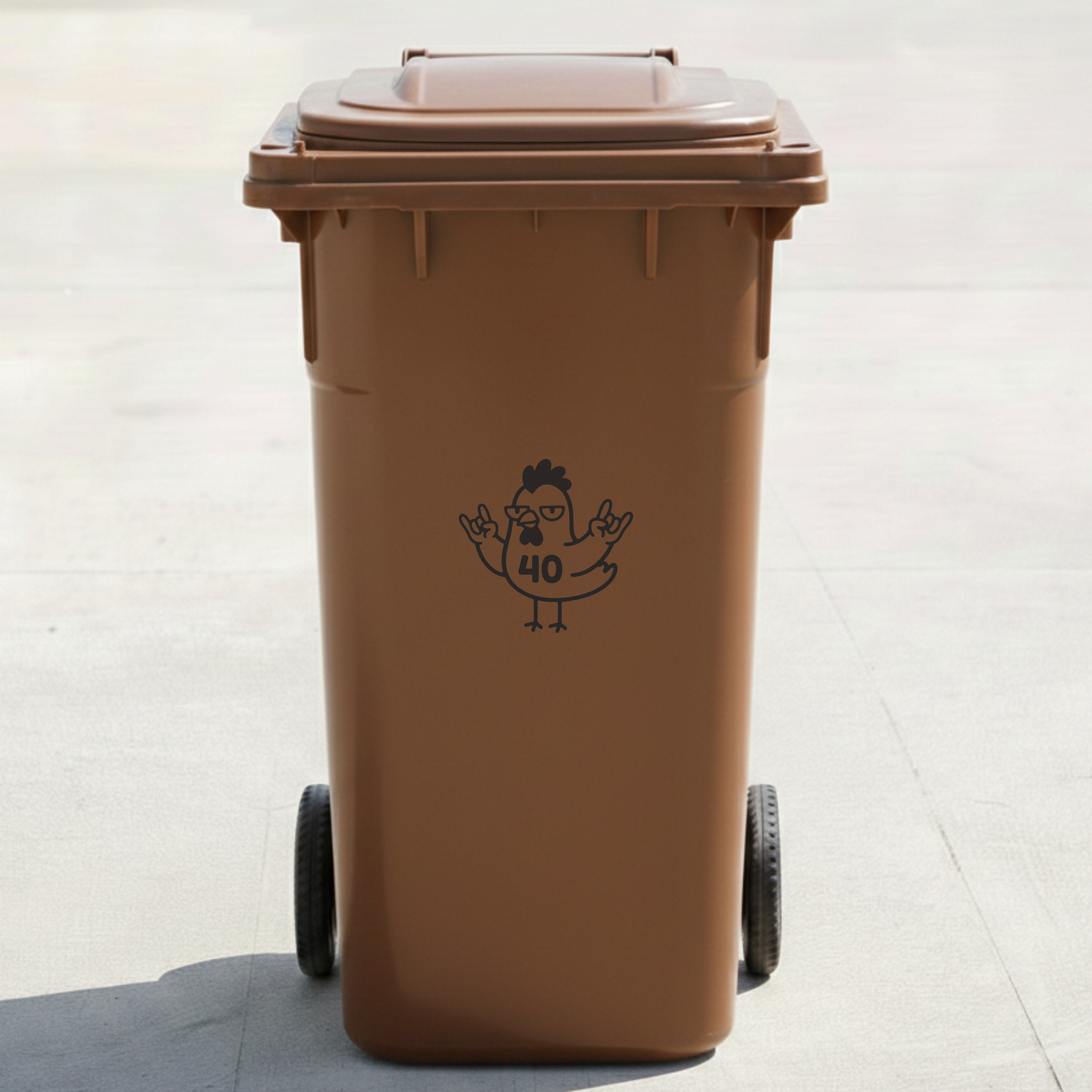 Rock & Roll Chicken Bin Decal Sticker with Personalised House Number