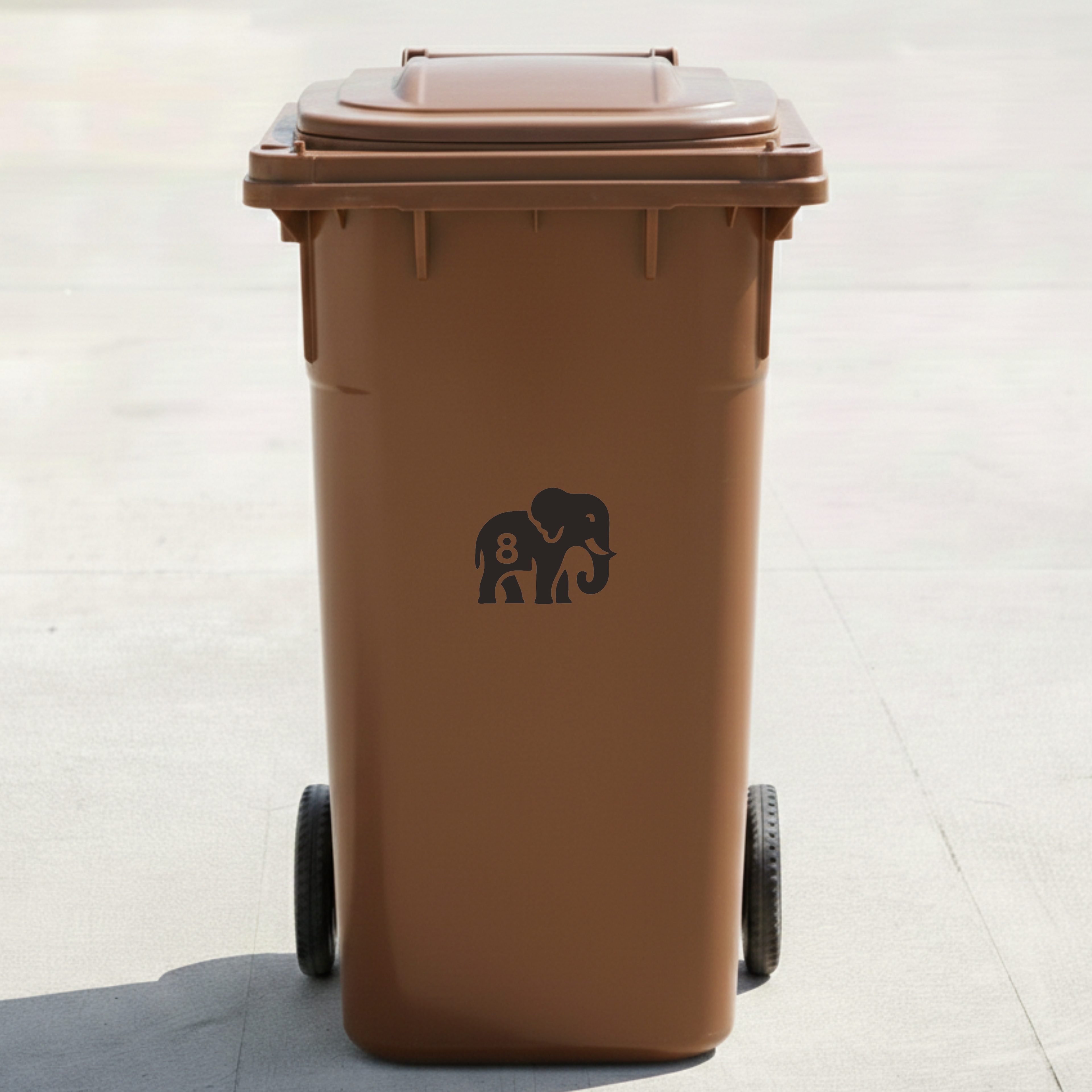 Elephant Bin Decal Sticker with Personalised House Number