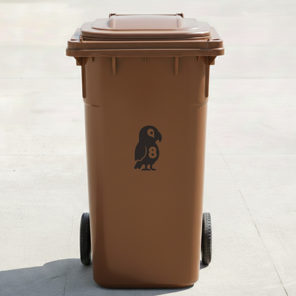 Parrot Bin Decal Sticker with Personalised House Number