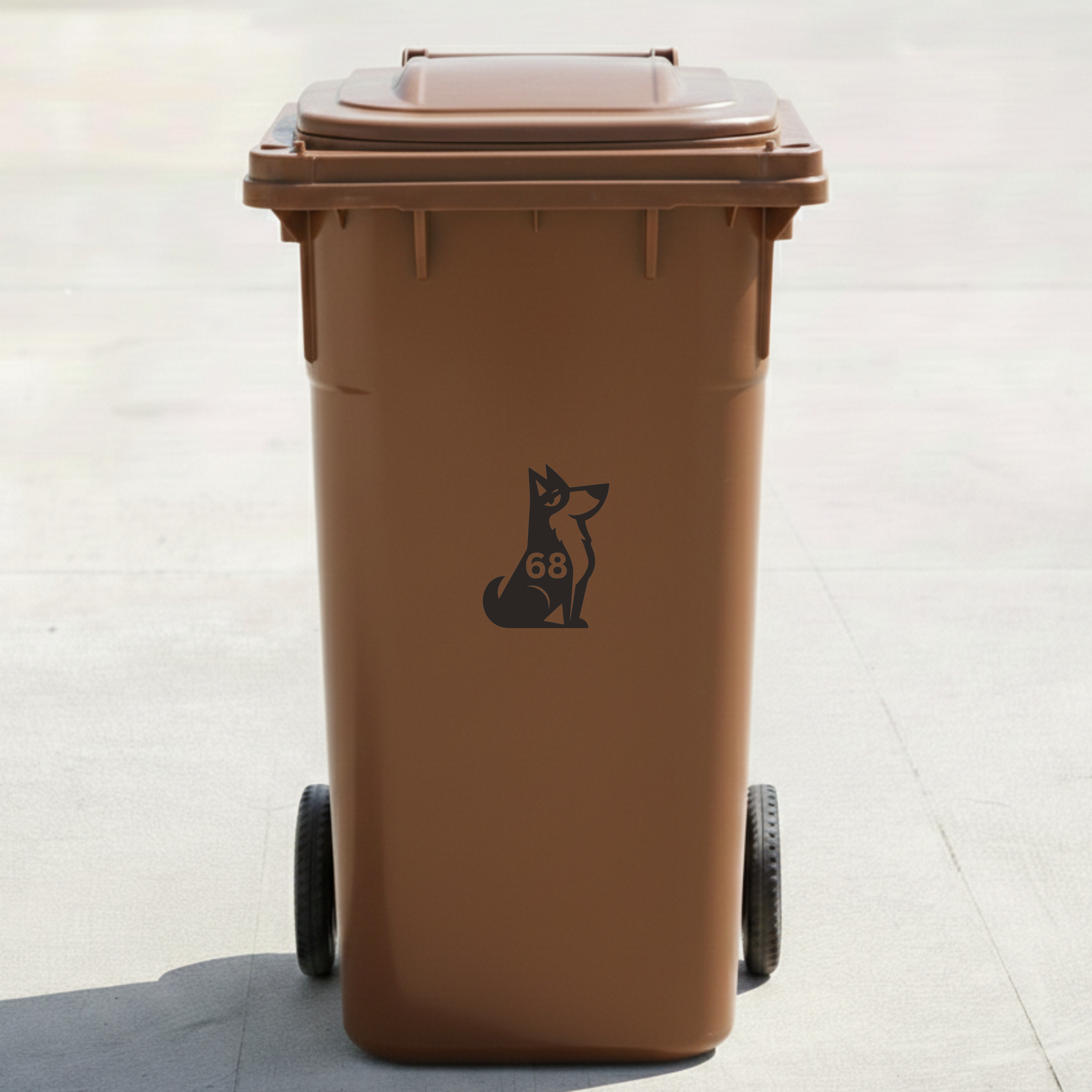 Sitting Dog Bin Decal Sticker with Personalised House Number