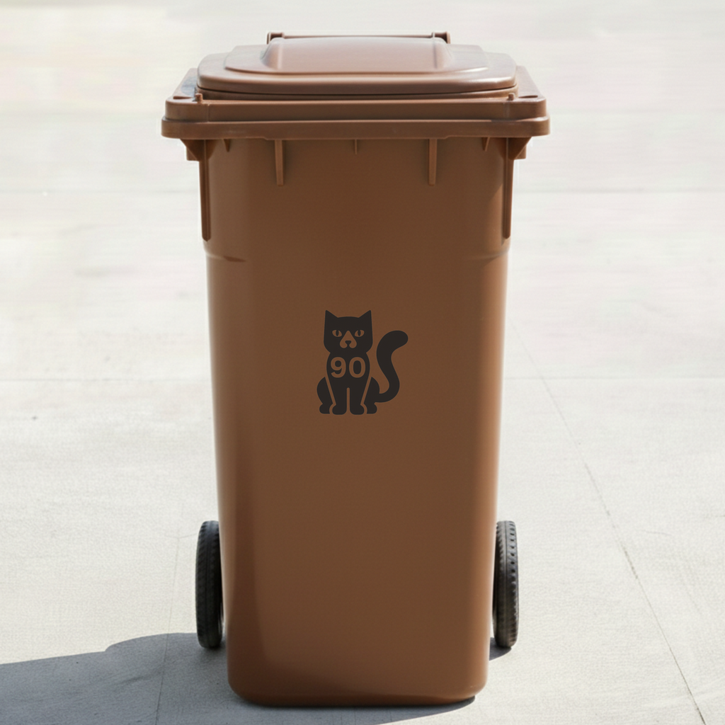 Cat Bin Decal Sticker with Personalised House Number