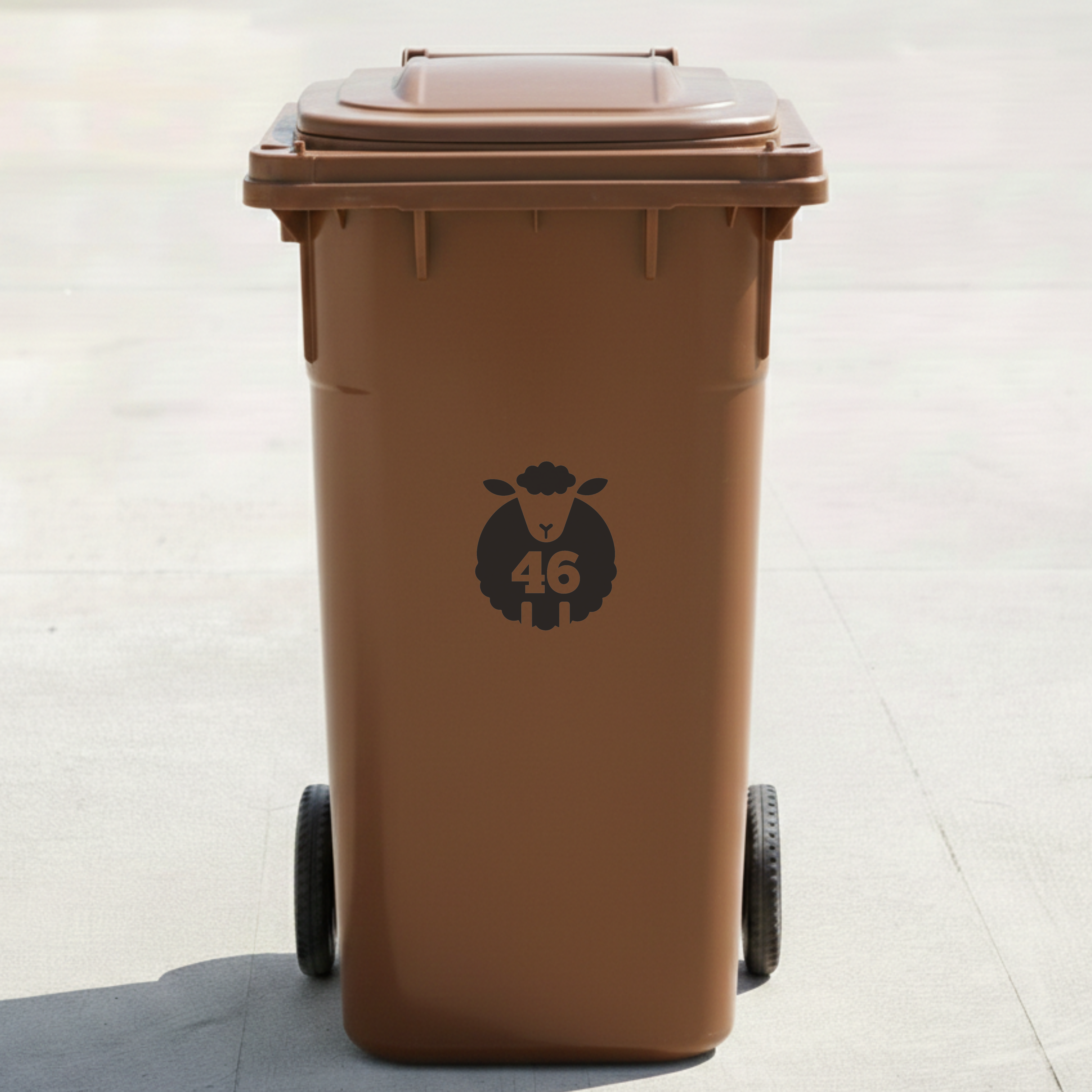 Sheep Bin Decal Sticker with Personalised House Number