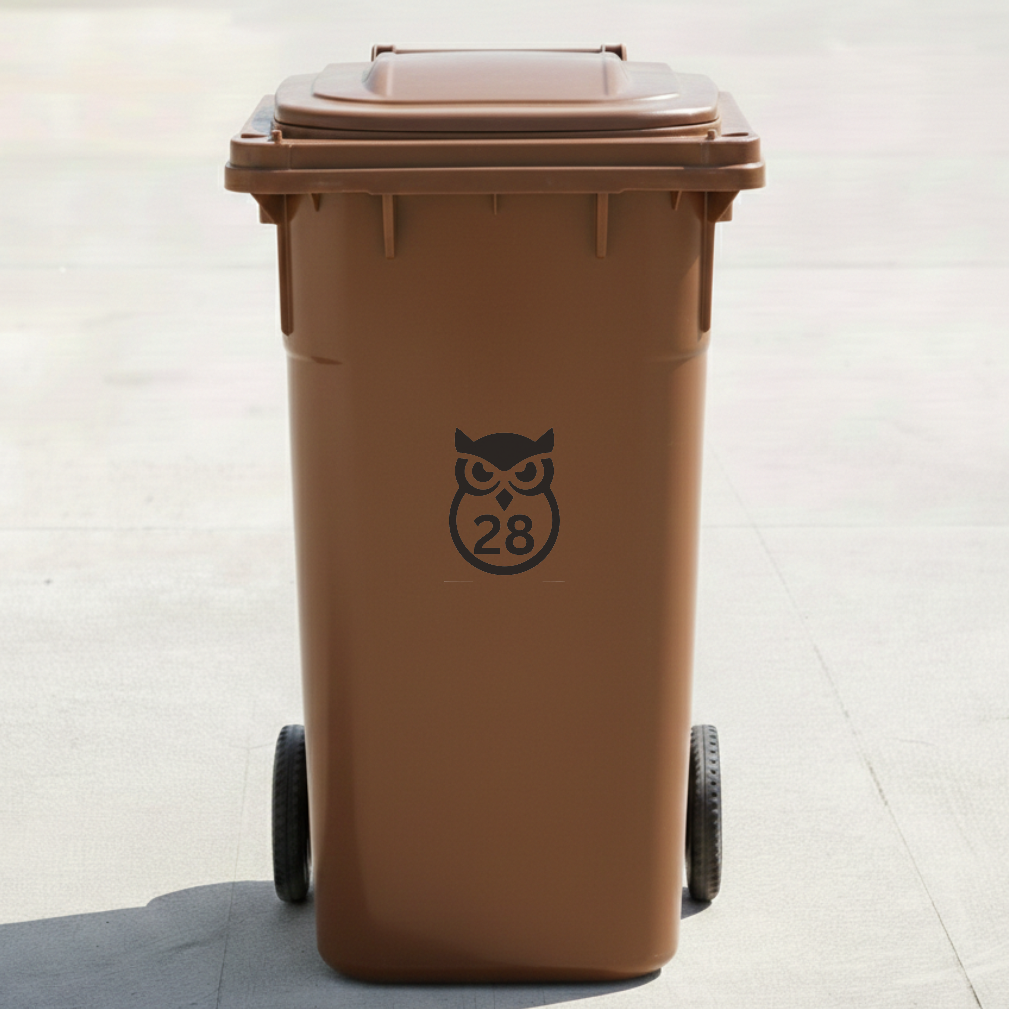 Owl Bin Decal Sticker with Personalised House Number