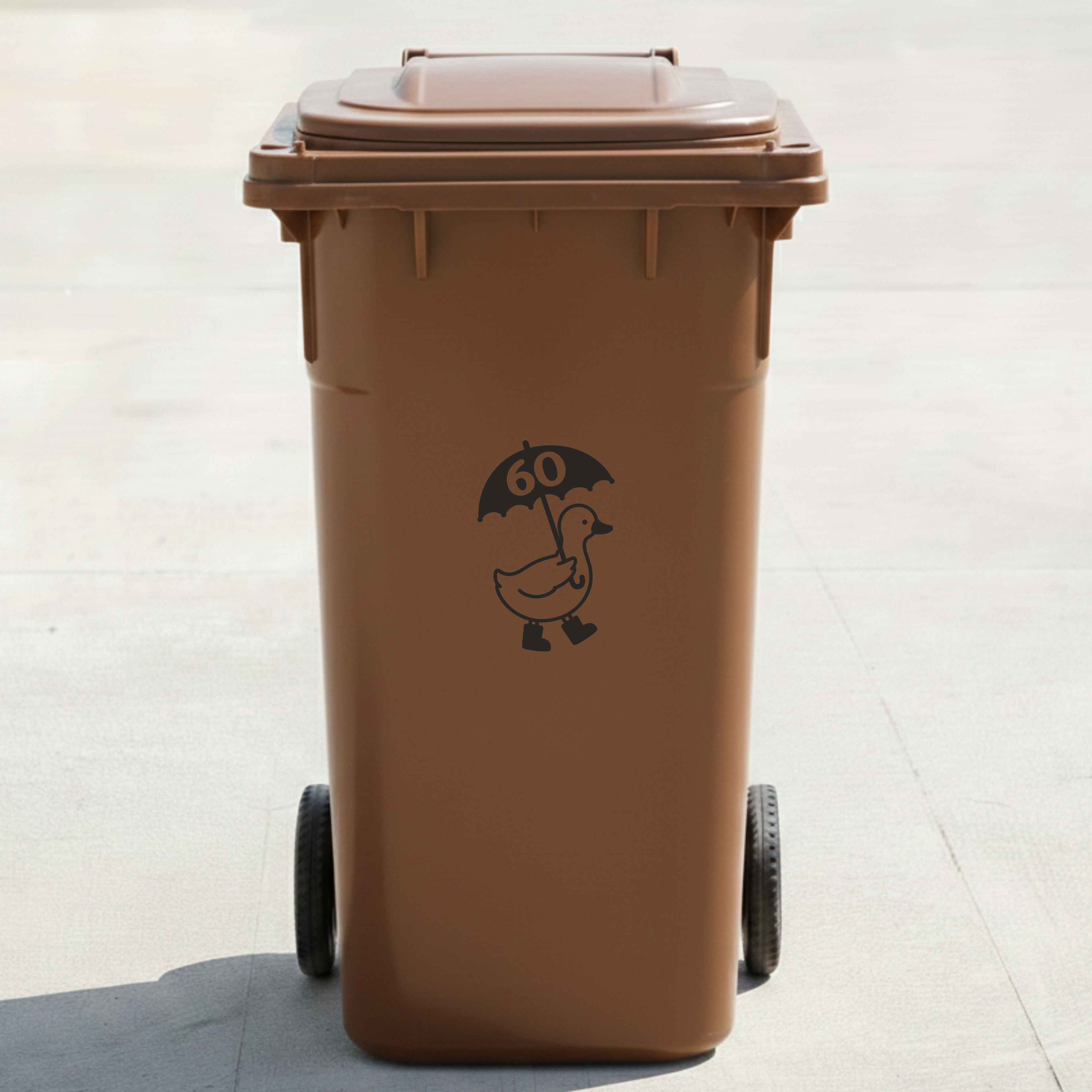 Umbrella Duck Bin Decal Sticker with Personalised House Number