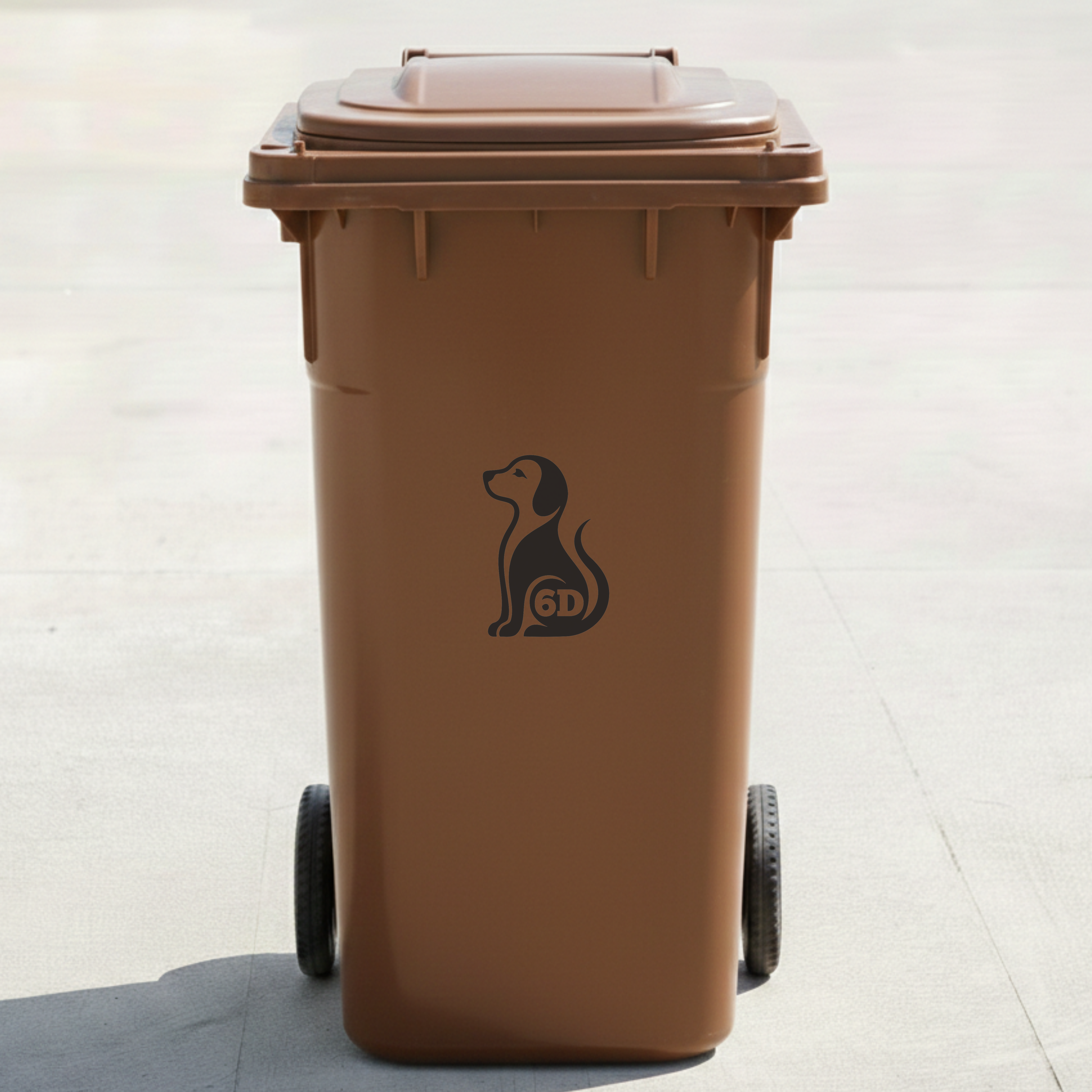 Sitting Dog Bin Decal Sticker with Personalised House Number