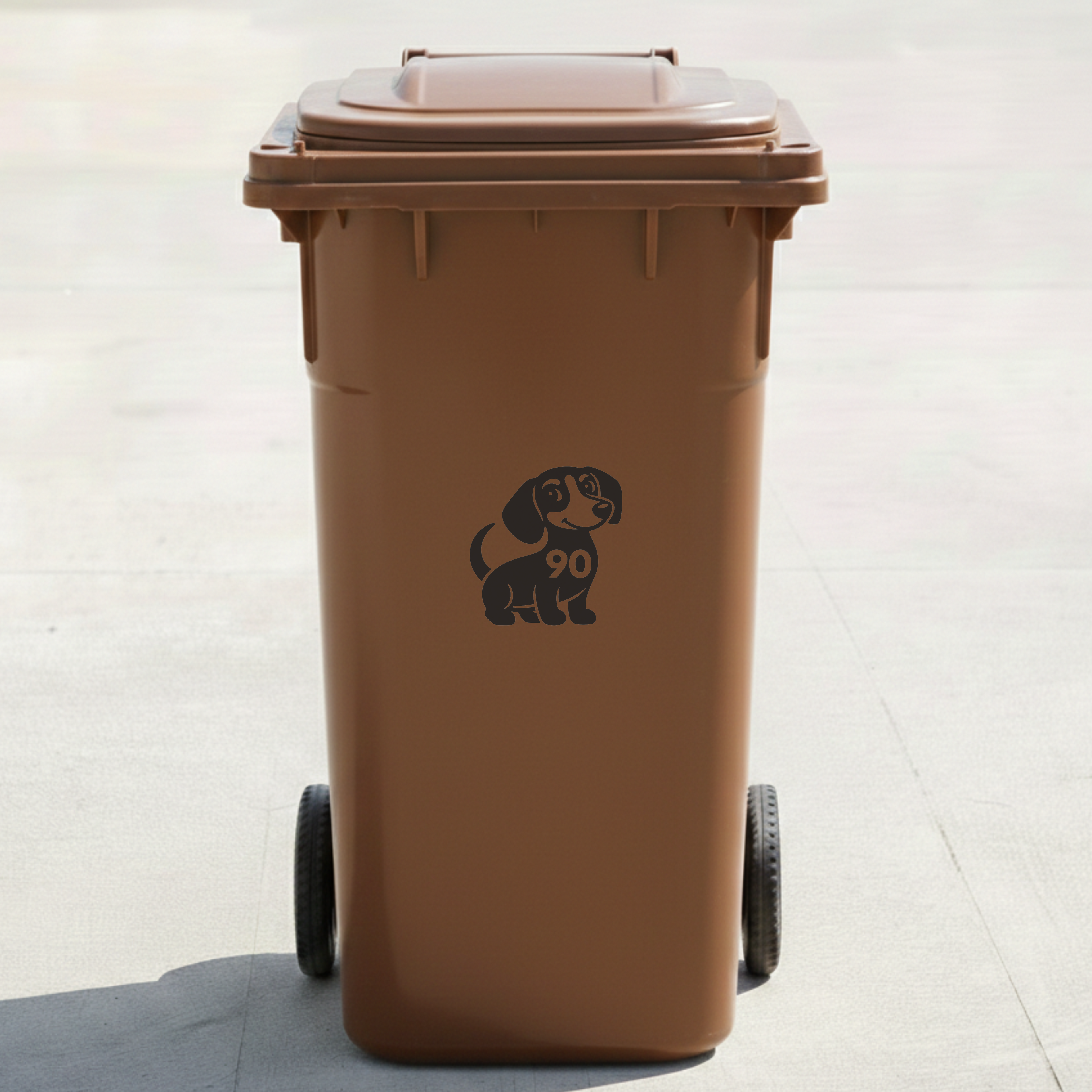 Dachshund Dog Bin Decal Sticker with Personalised House Number