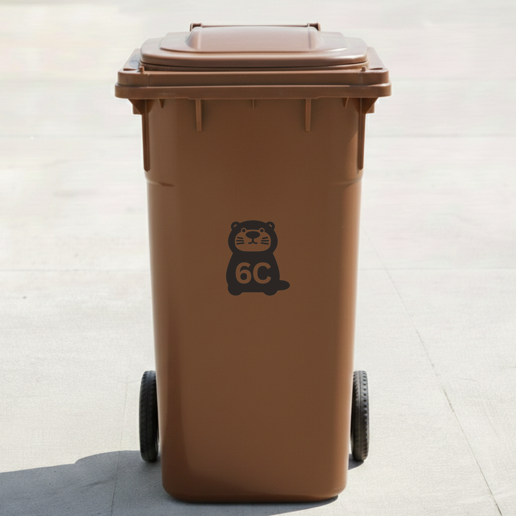 Otter Bin Decal Sticker with Personalised House Number