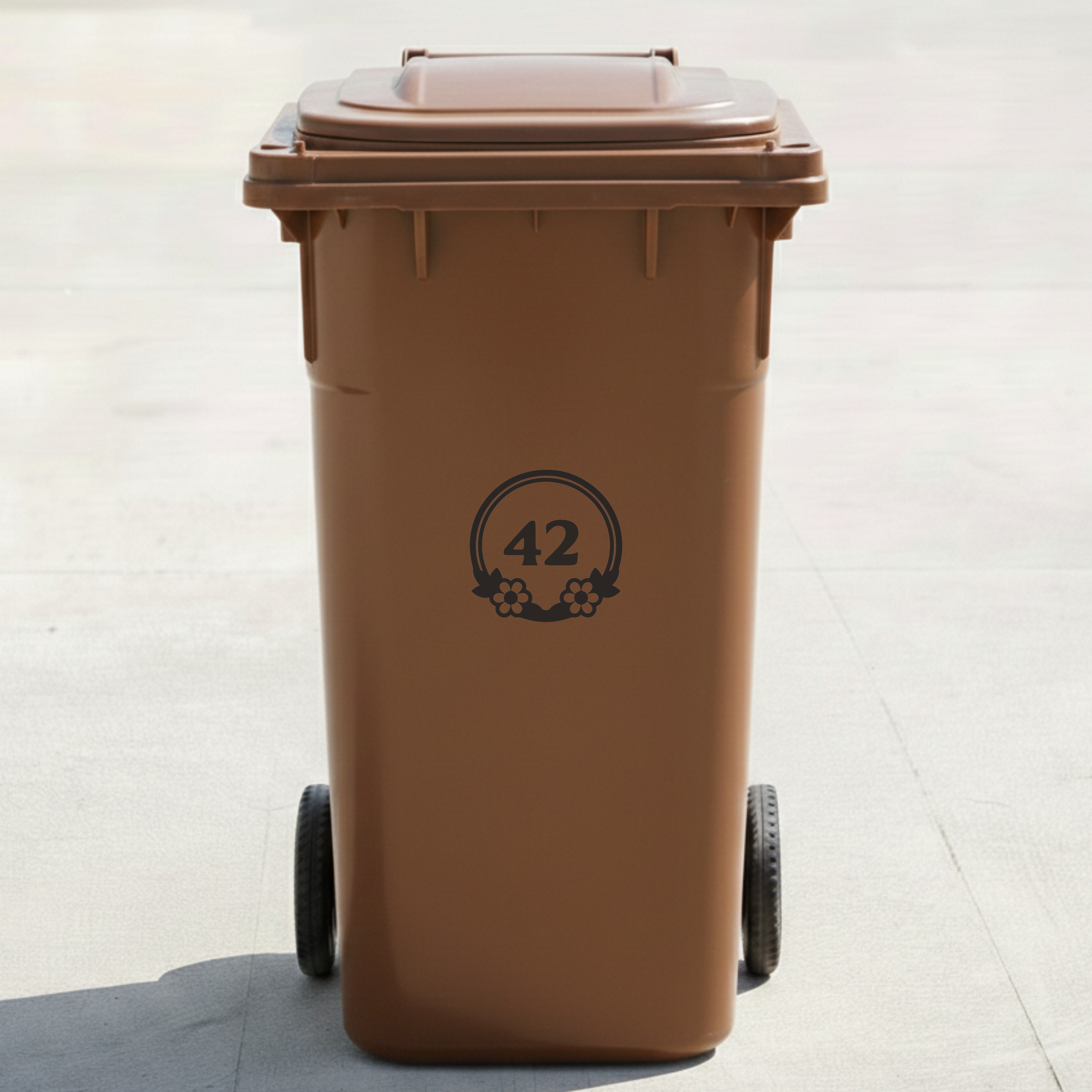 Floral Frame Bin Decal Sticker with Personalised House Number