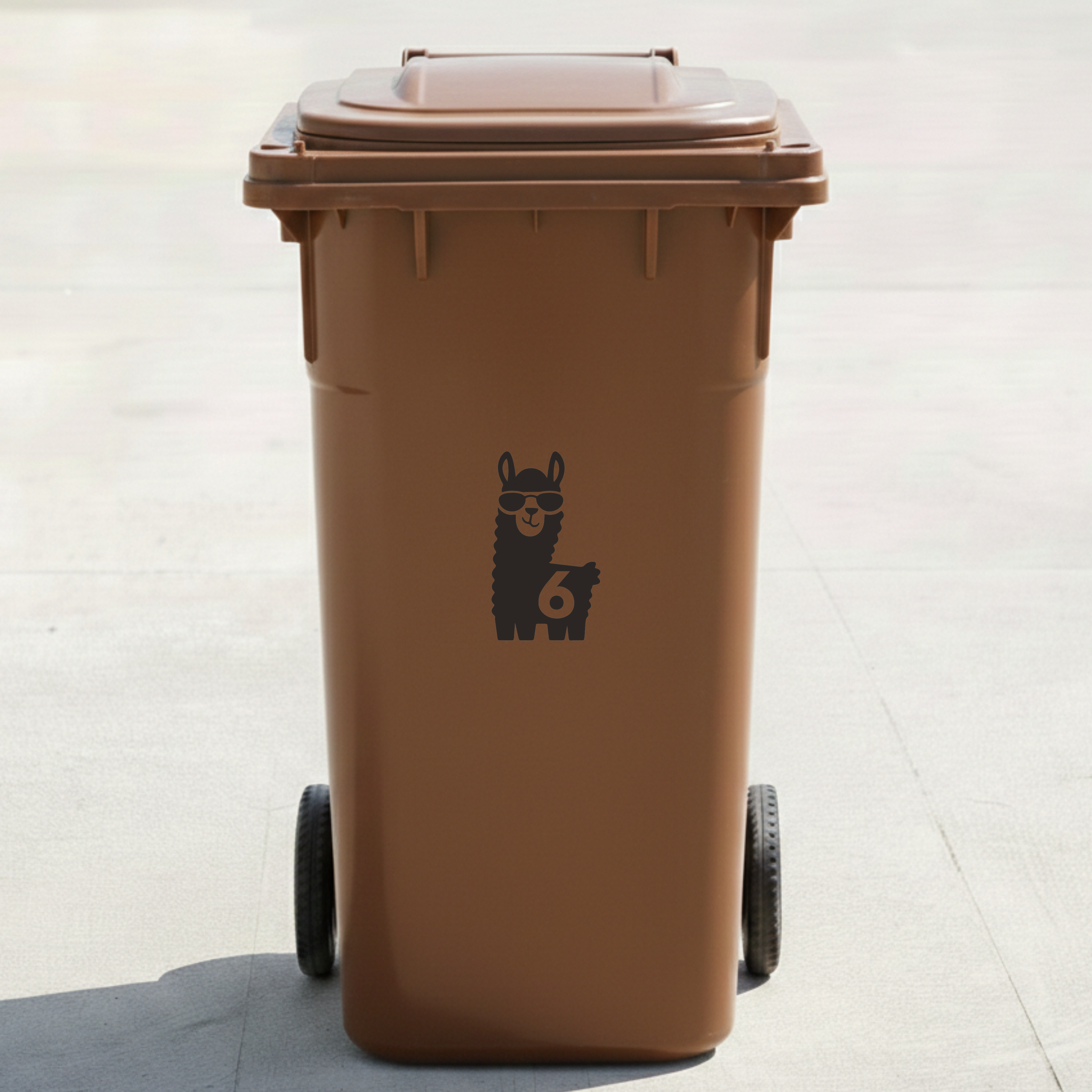 Llama Bin Decal Sticker with Personalised House Number