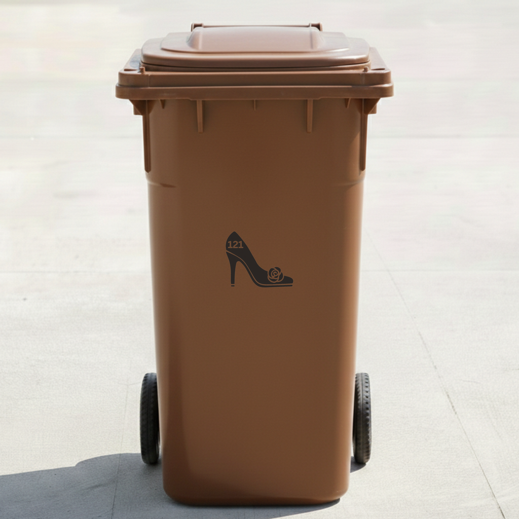 High Heel Bin Decal Sticker with Personalised House Number