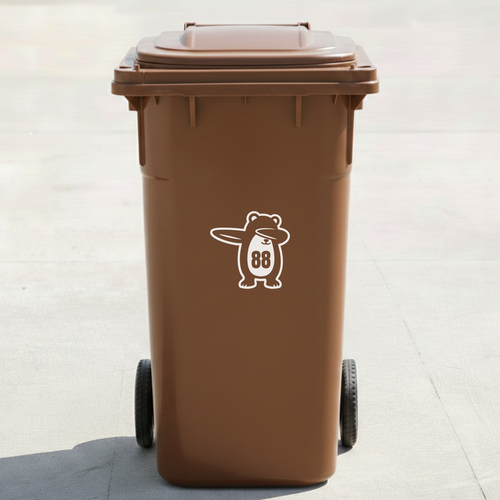 Bear Bin Decal Sticker with Personalised House Number