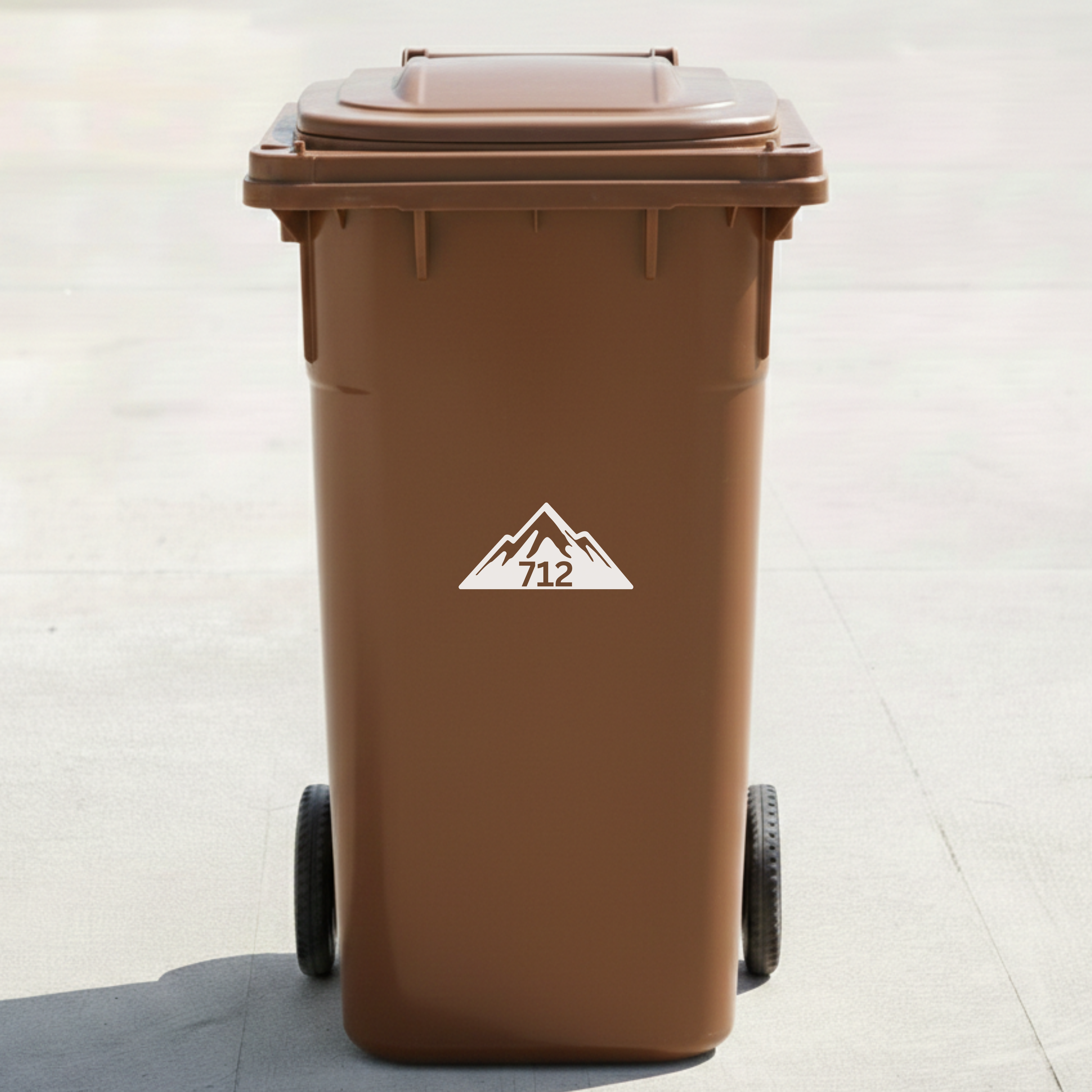 Mountain Adventure Bin Decal Sticker with Personalised House Number