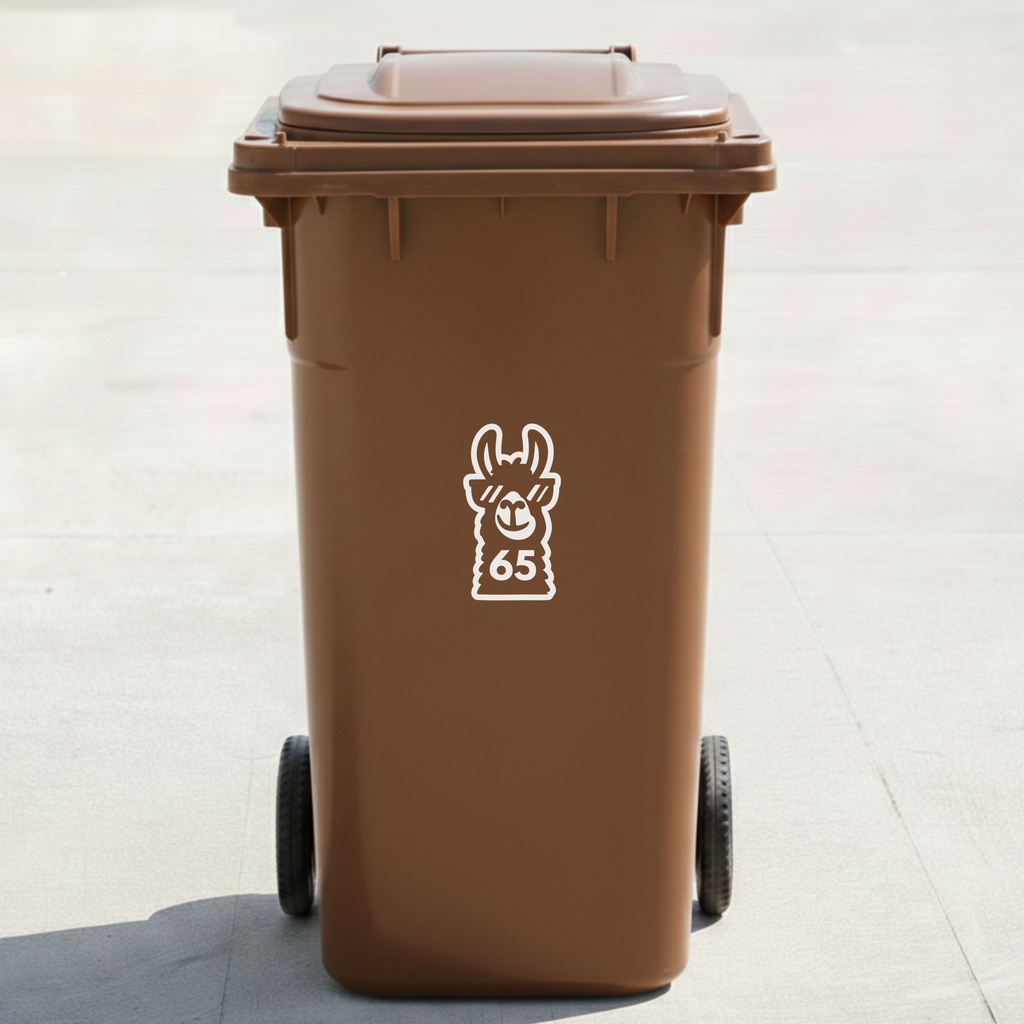 Llama Bin Decal Sticker with Personalised House Number
