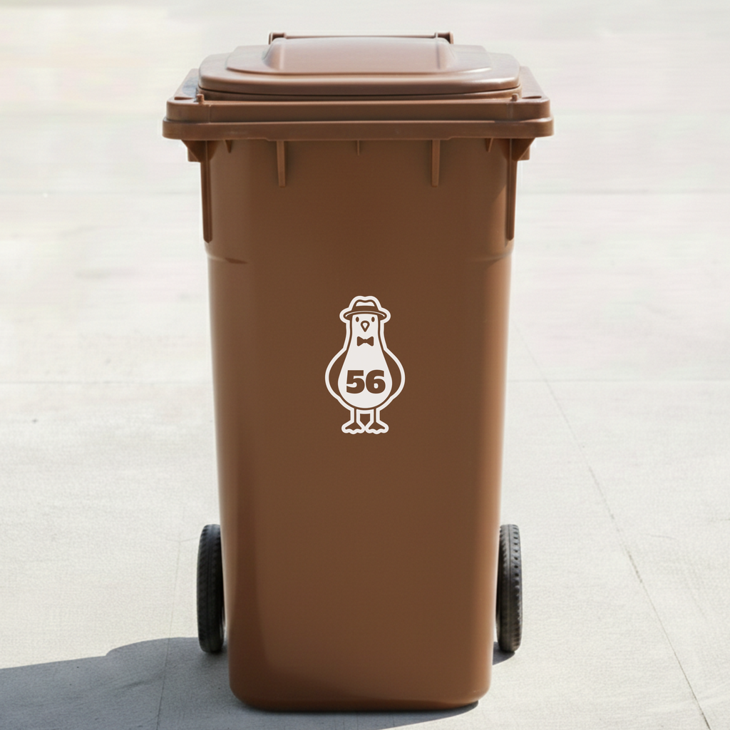 Seagull Bin Decal Sticker with Personalised House Number