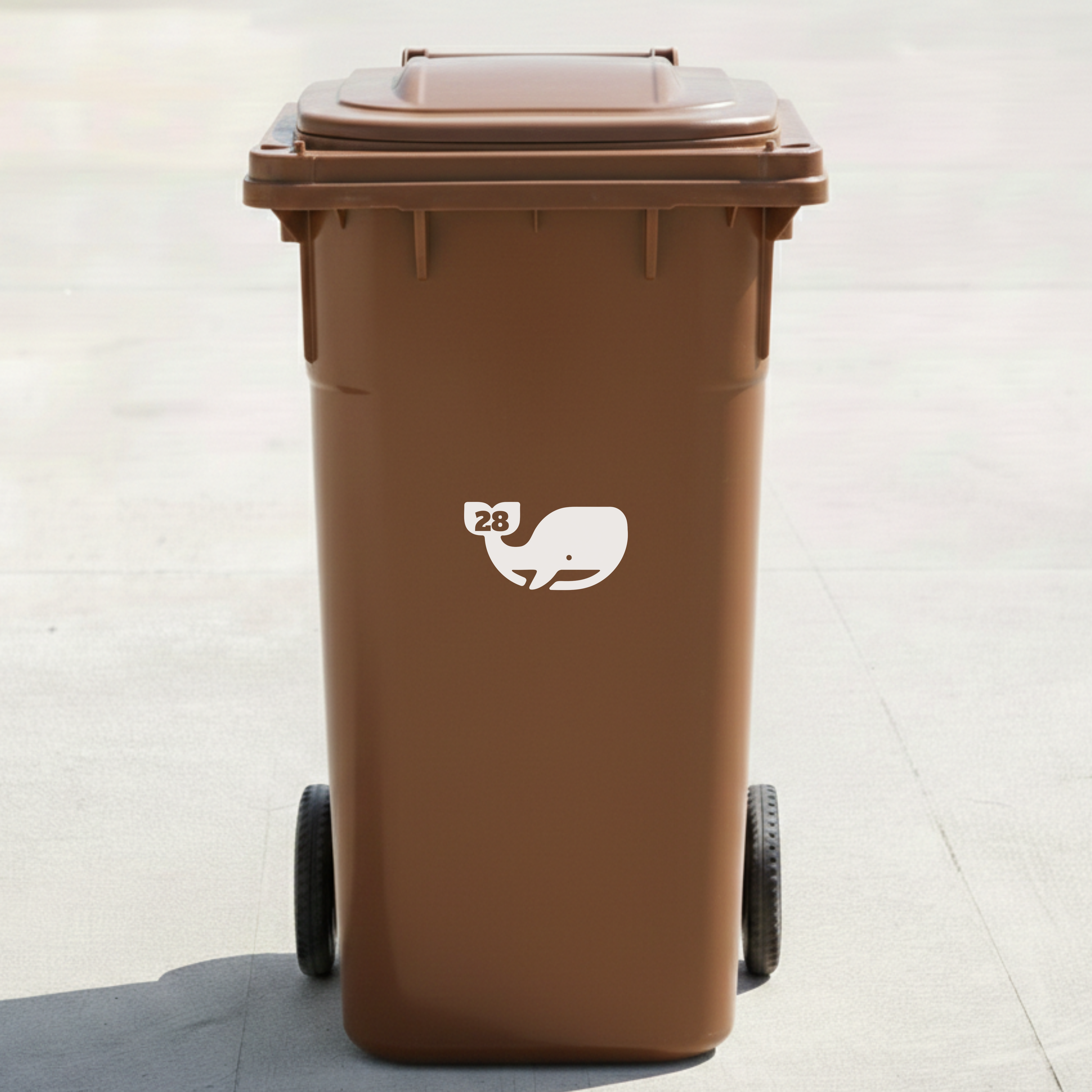 Whale Bin Decal Sticker with Personalised House Number