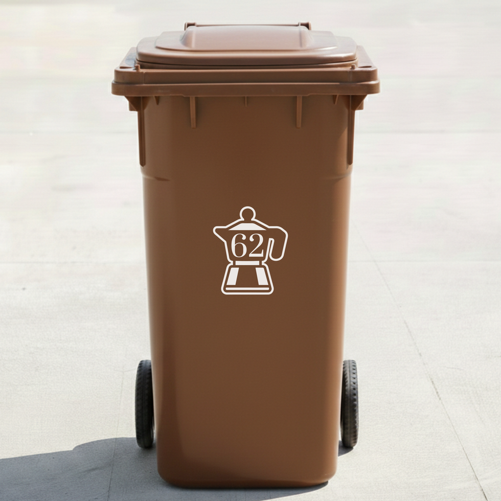 Stovetop Coffee Maker Bin Decal Sticker with Personalised House Number