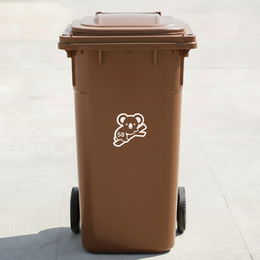 Koala Bin Decal Sticker with Personalised House Number