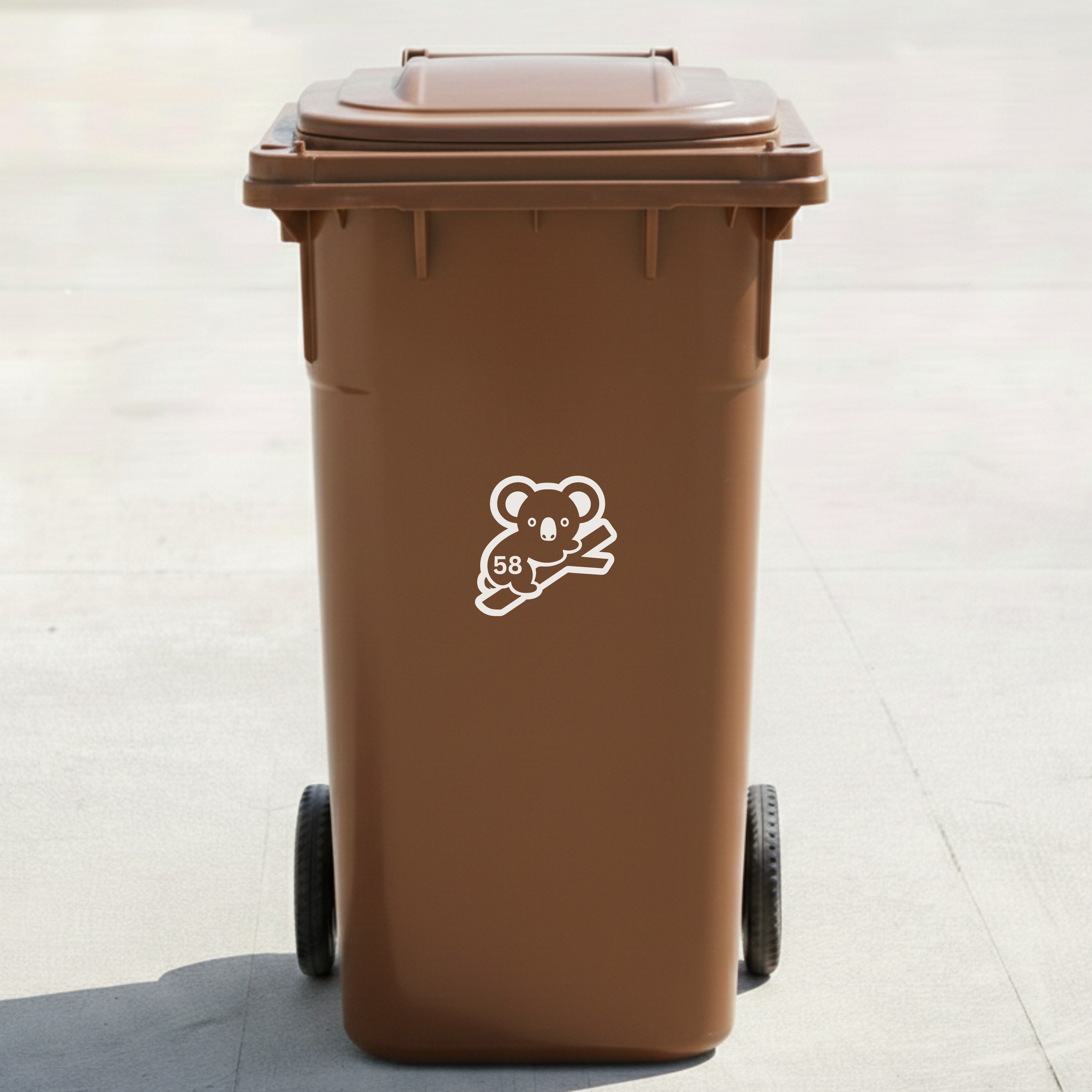 Koala Bin Decal Sticker with Personalised House Number