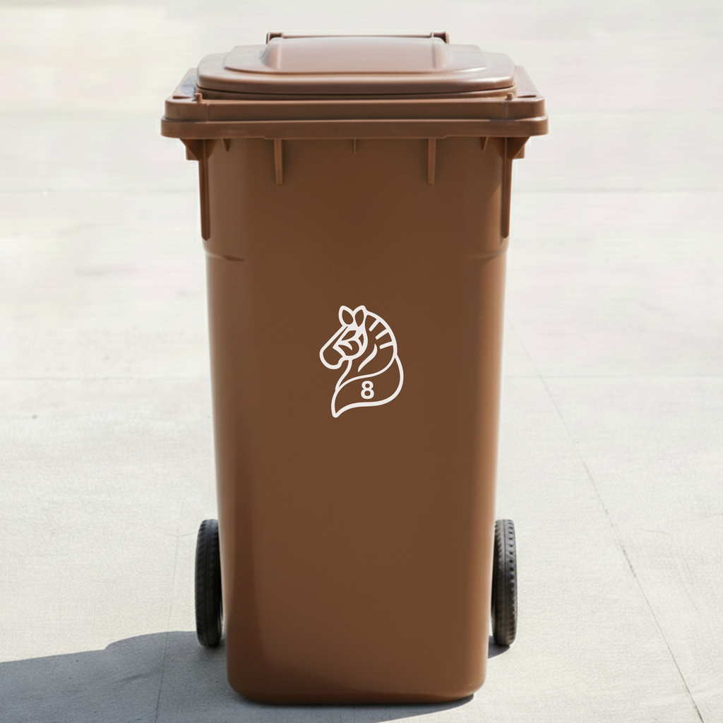 Zebra Bin Decal Sticker with Personalised House Number