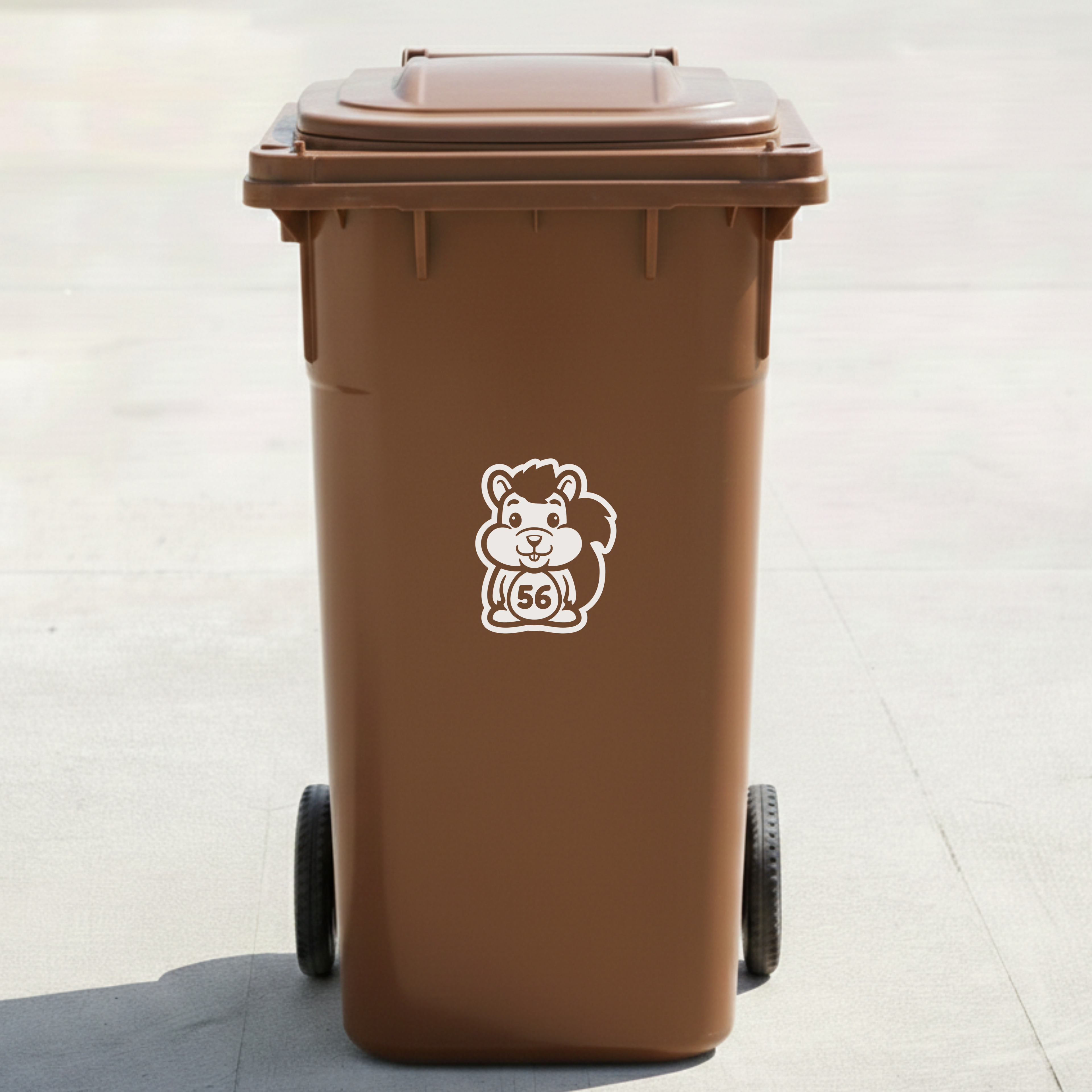 Squirrel Bin Decal Sticker with Personalised House Number