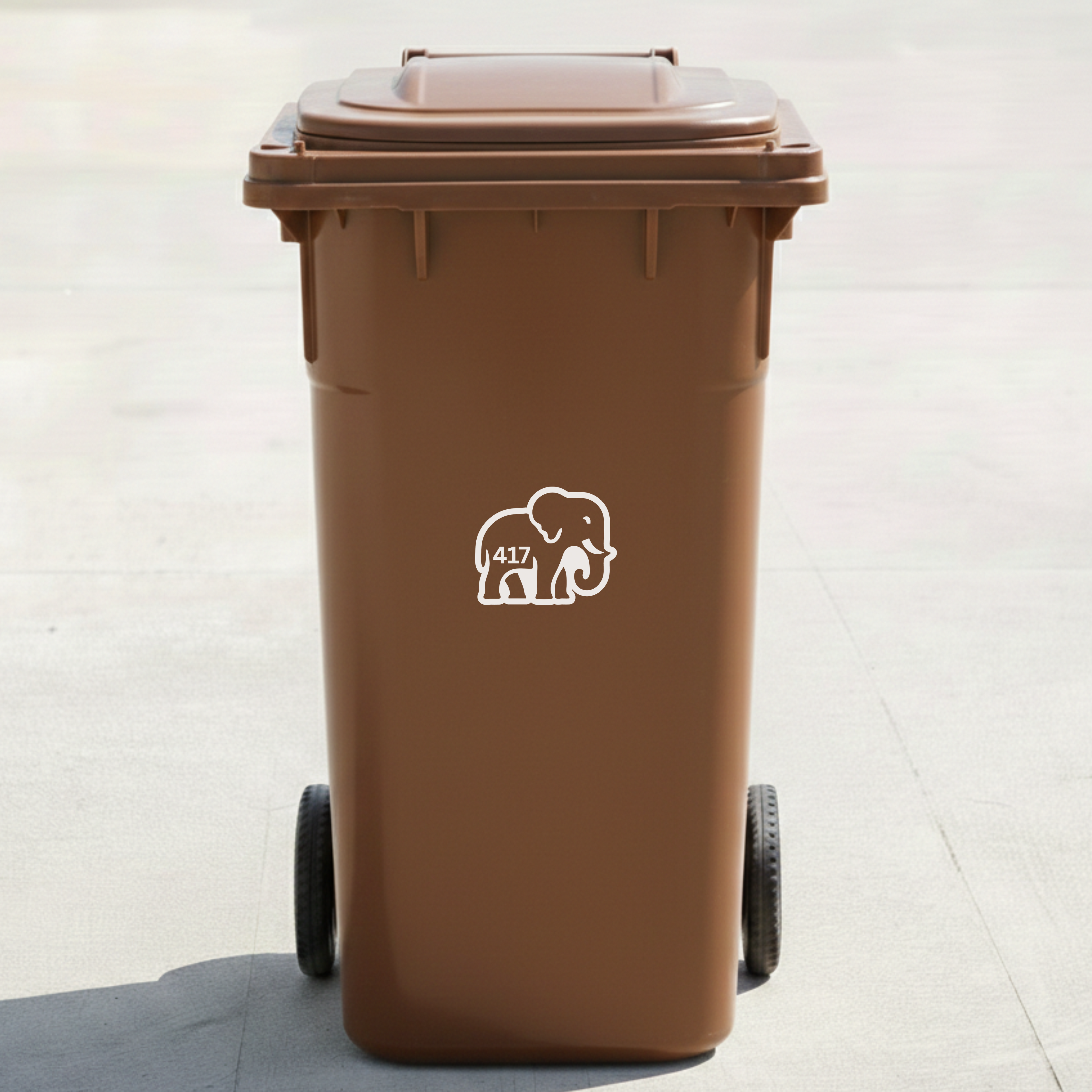 Elephant Bin Decal Sticker with Personalised House Number