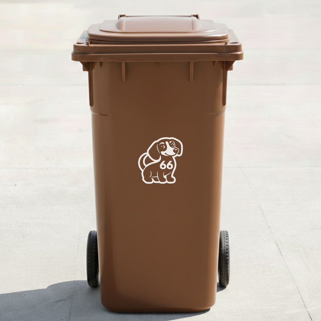 Dachshund Dog Bin Decal Sticker with Personalised House Number