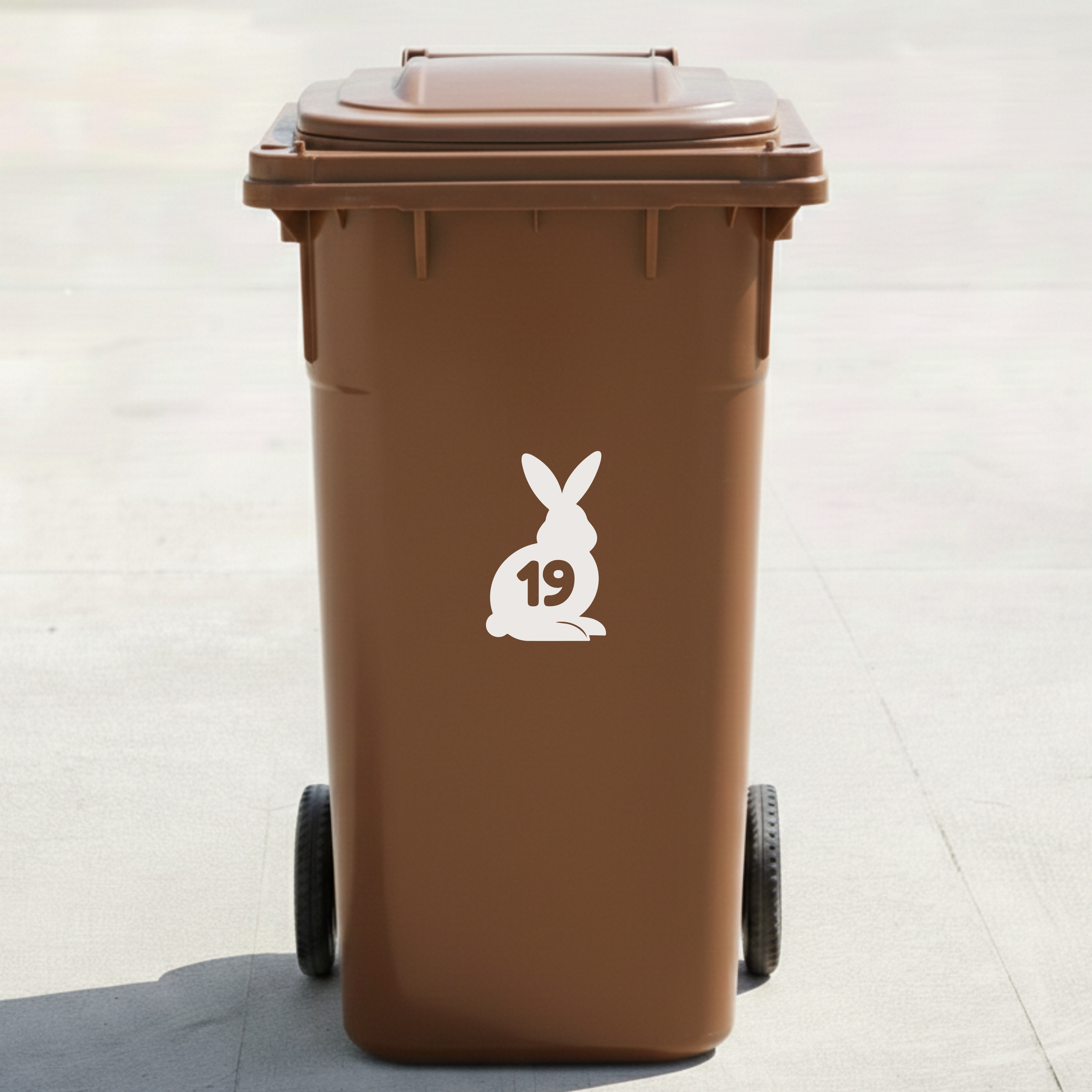 Rabbit Bin Decal Sticker with Personalised House Number