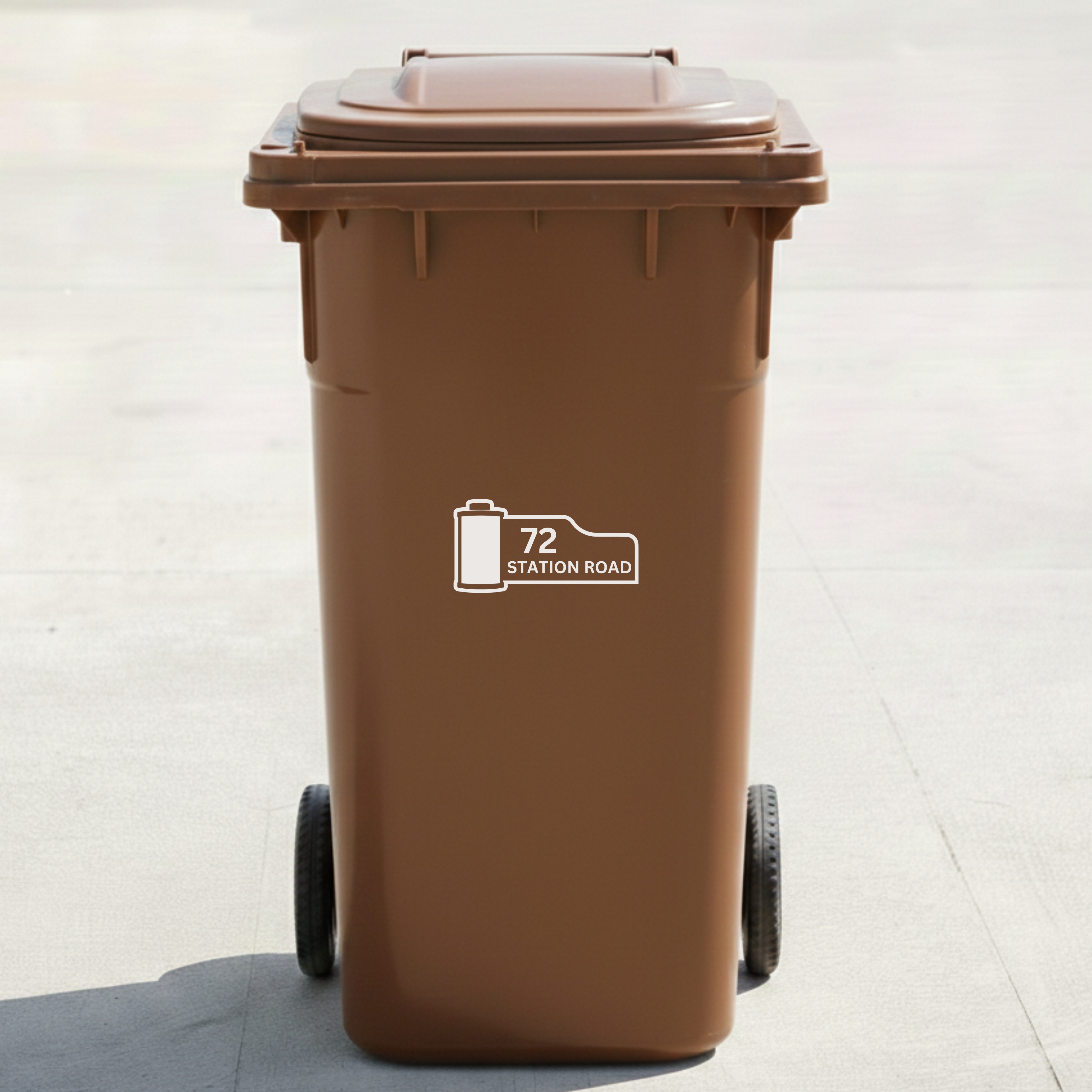Film Canister Bin Decal Sticker with Personalised House Number & Street Name