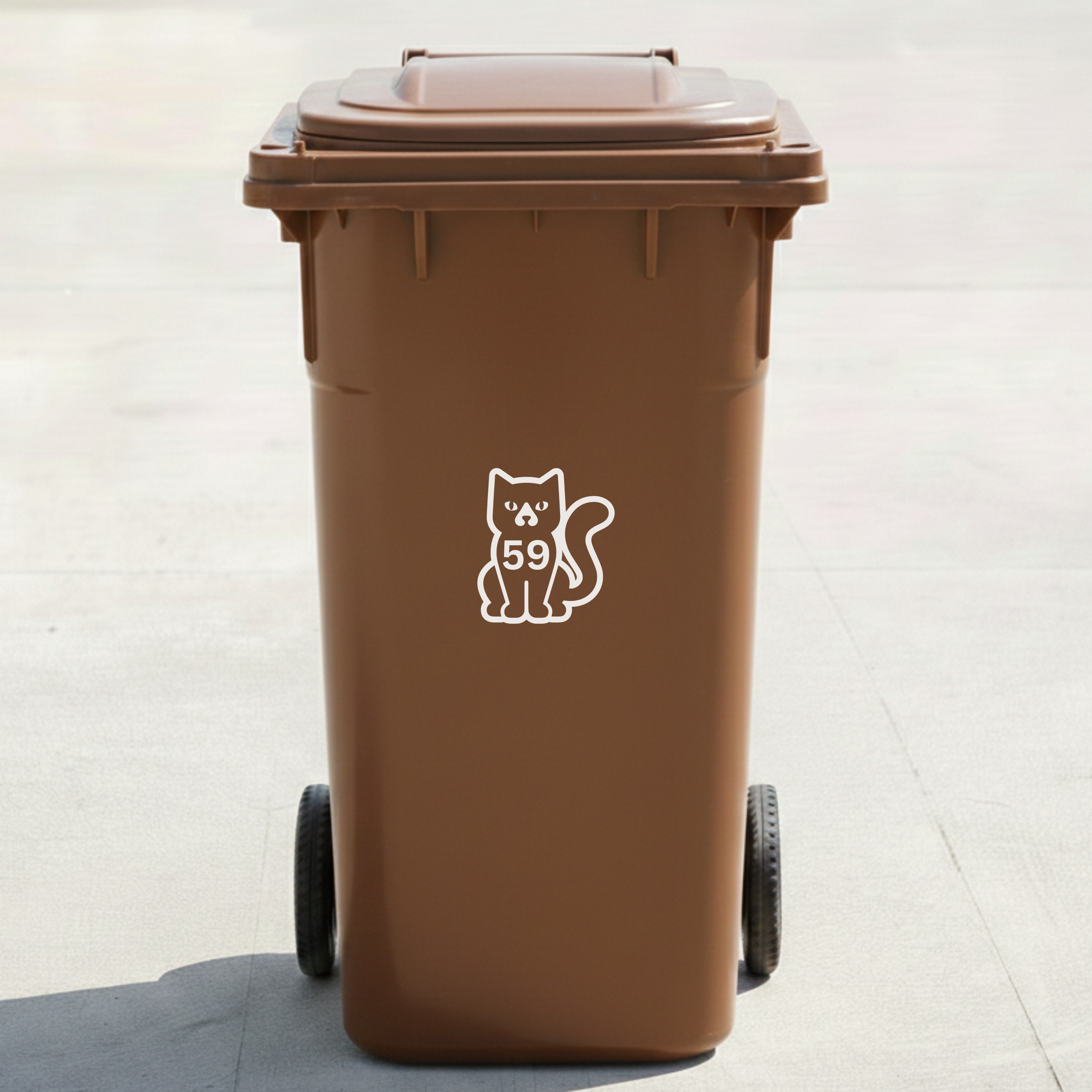 Cat Bin Decal Sticker with Personalised House Number