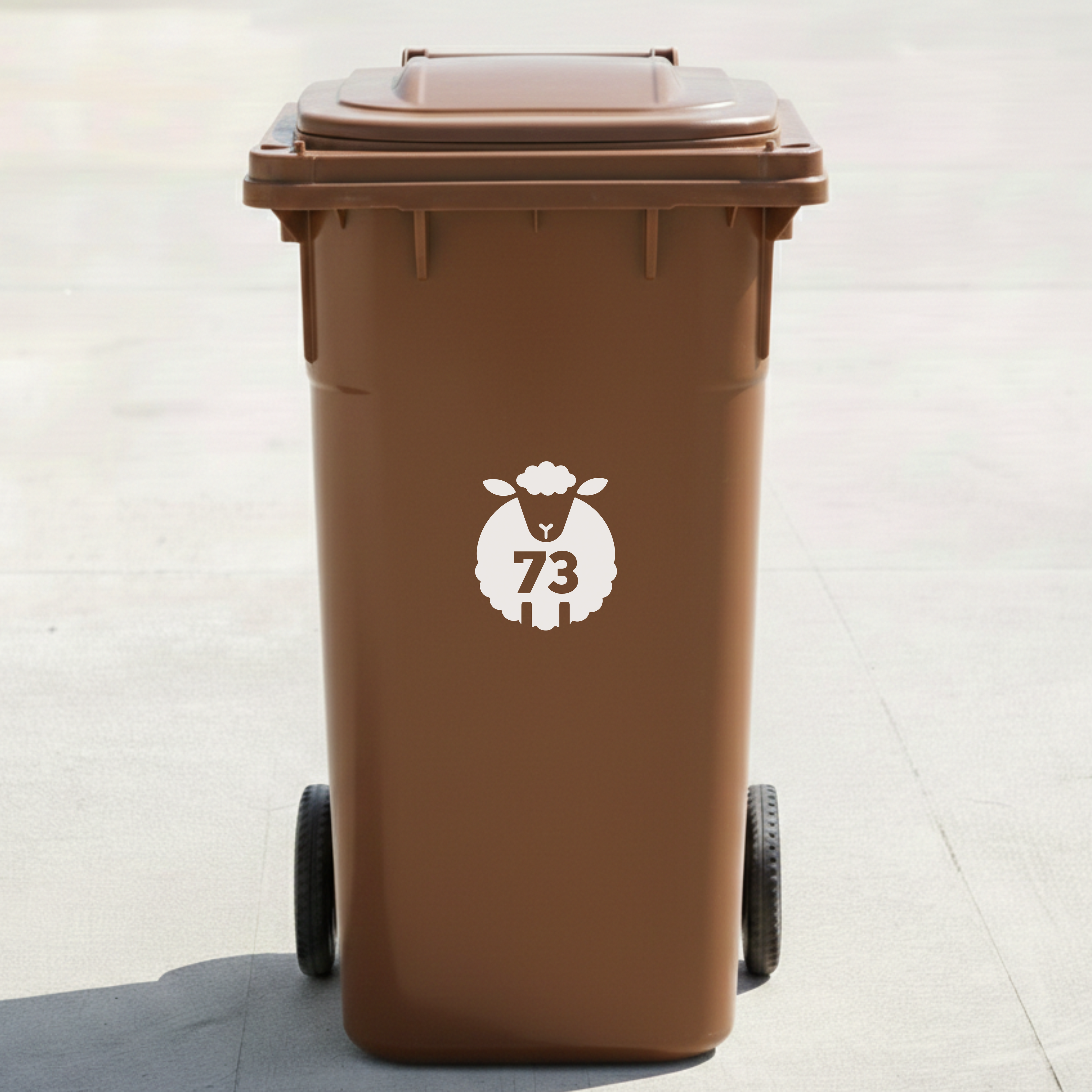Sheep Bin Decal Sticker with Personalised House Number
