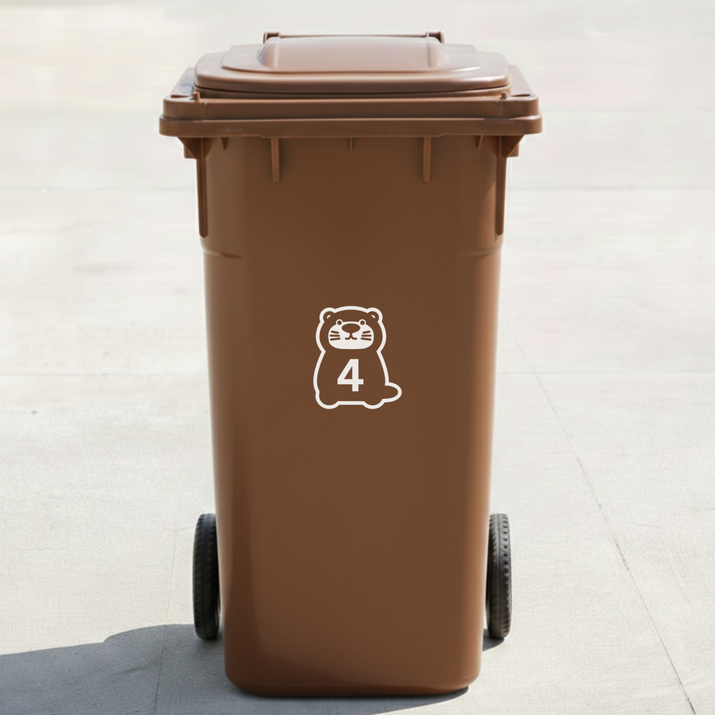 Otter Bin Decal Sticker with Personalised House Number