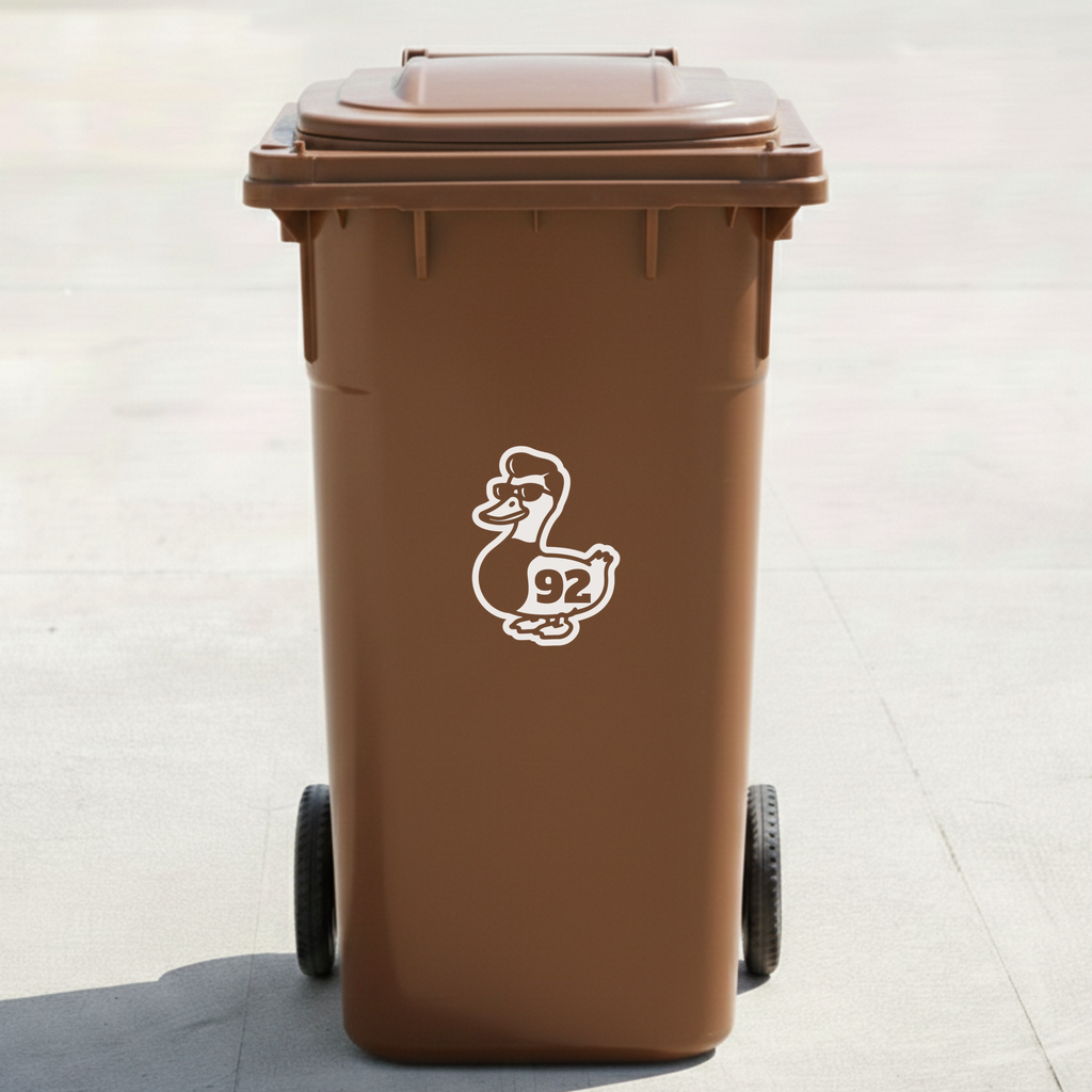 Duck Bin Decal Sticker with Personalised House Number