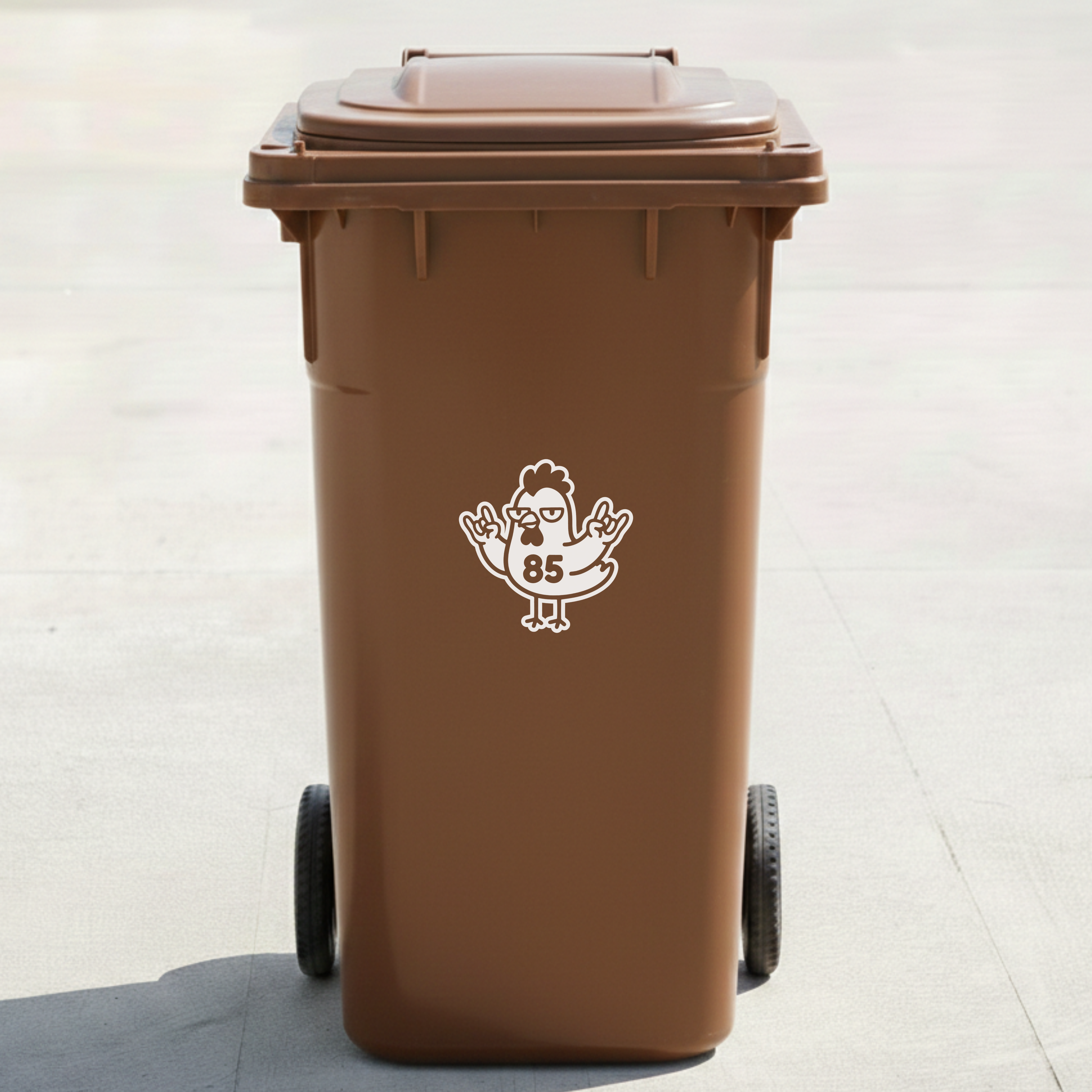 Rock & Roll Chicken Bin Decal Sticker with Personalised House Number