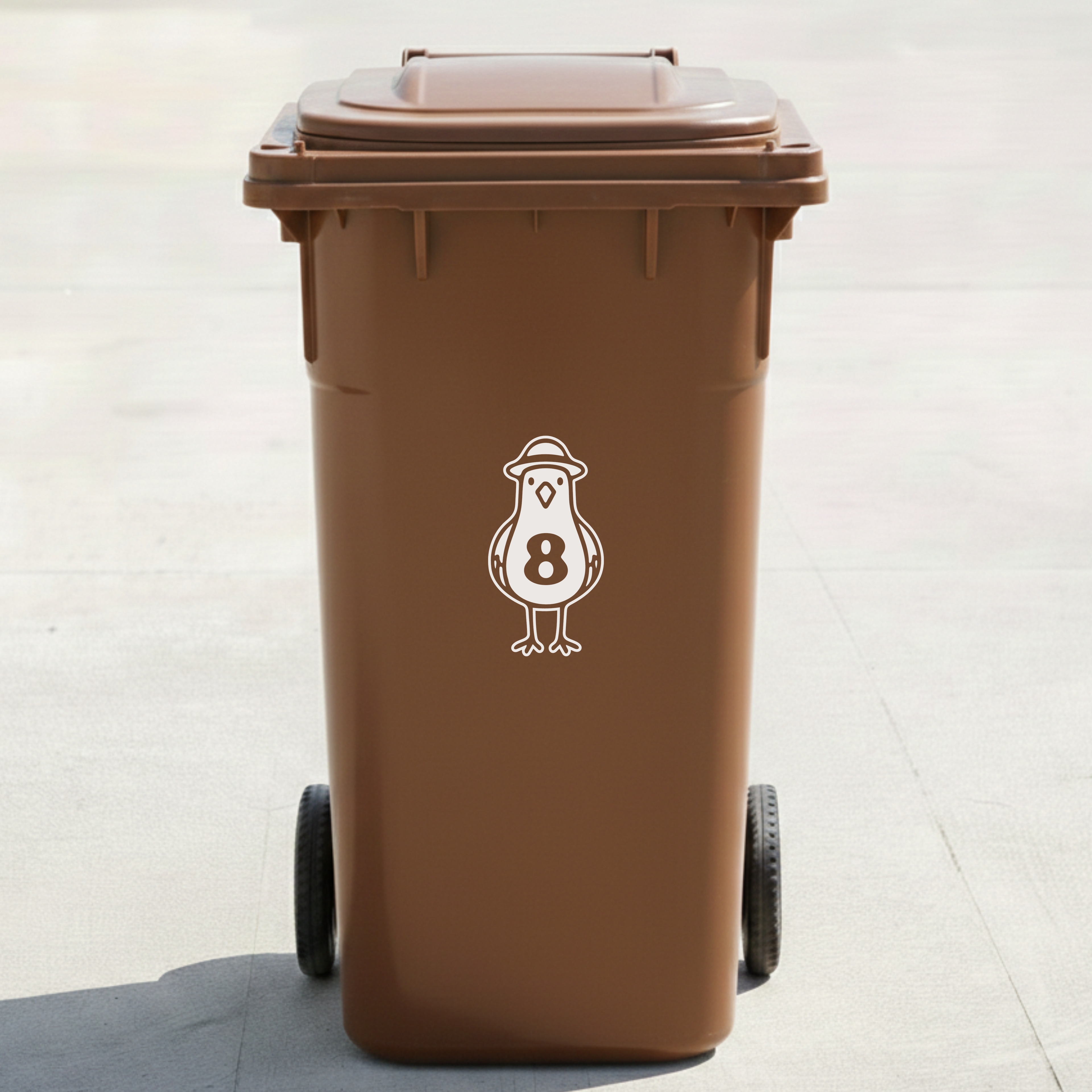 Seagull Bin Decal Sticker with Personalised House Number