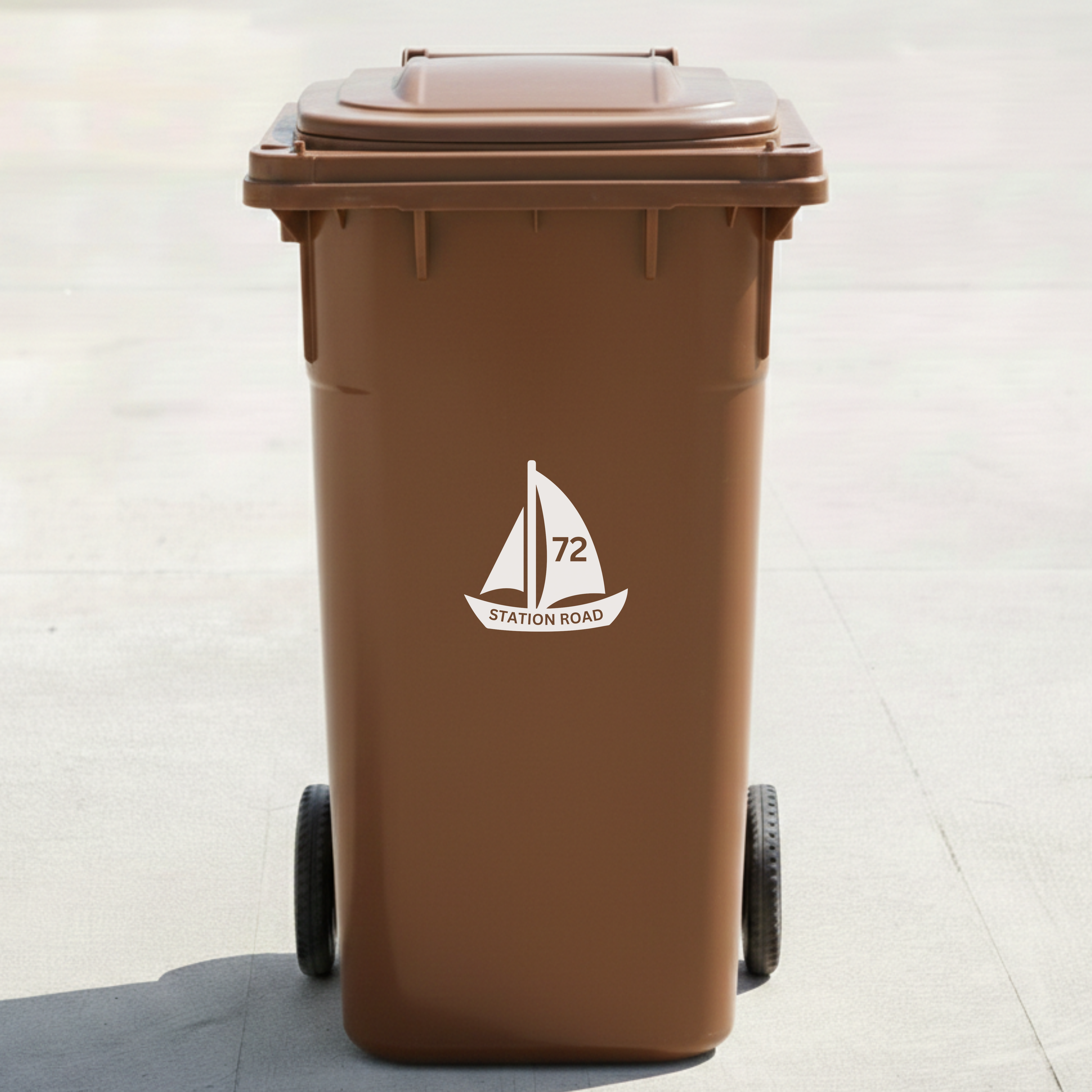 Sailboat Bin Decal Sticker with Personalised House Number & Street Name