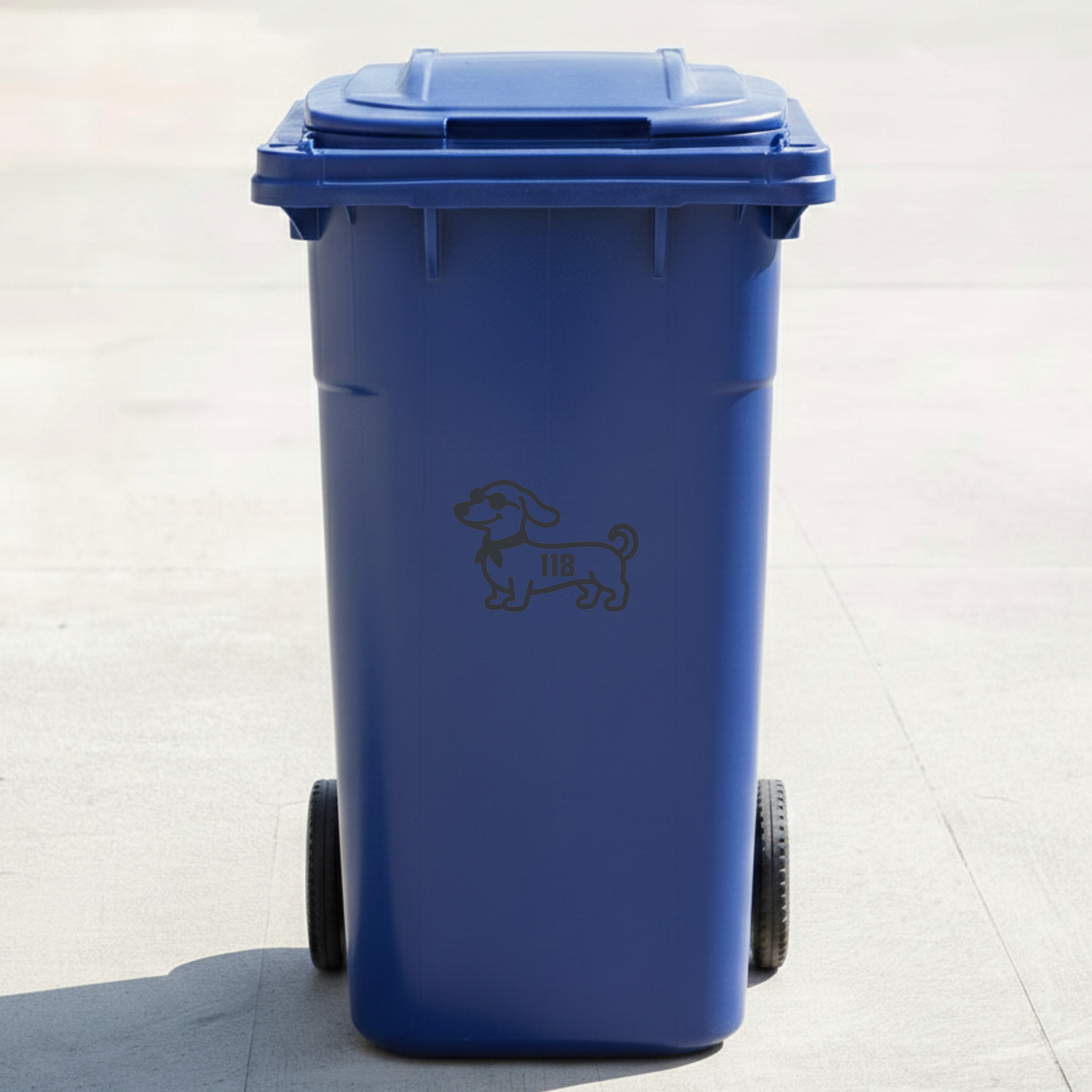 Dachshund Dog Bin Decal Sticker with Personalised House Number