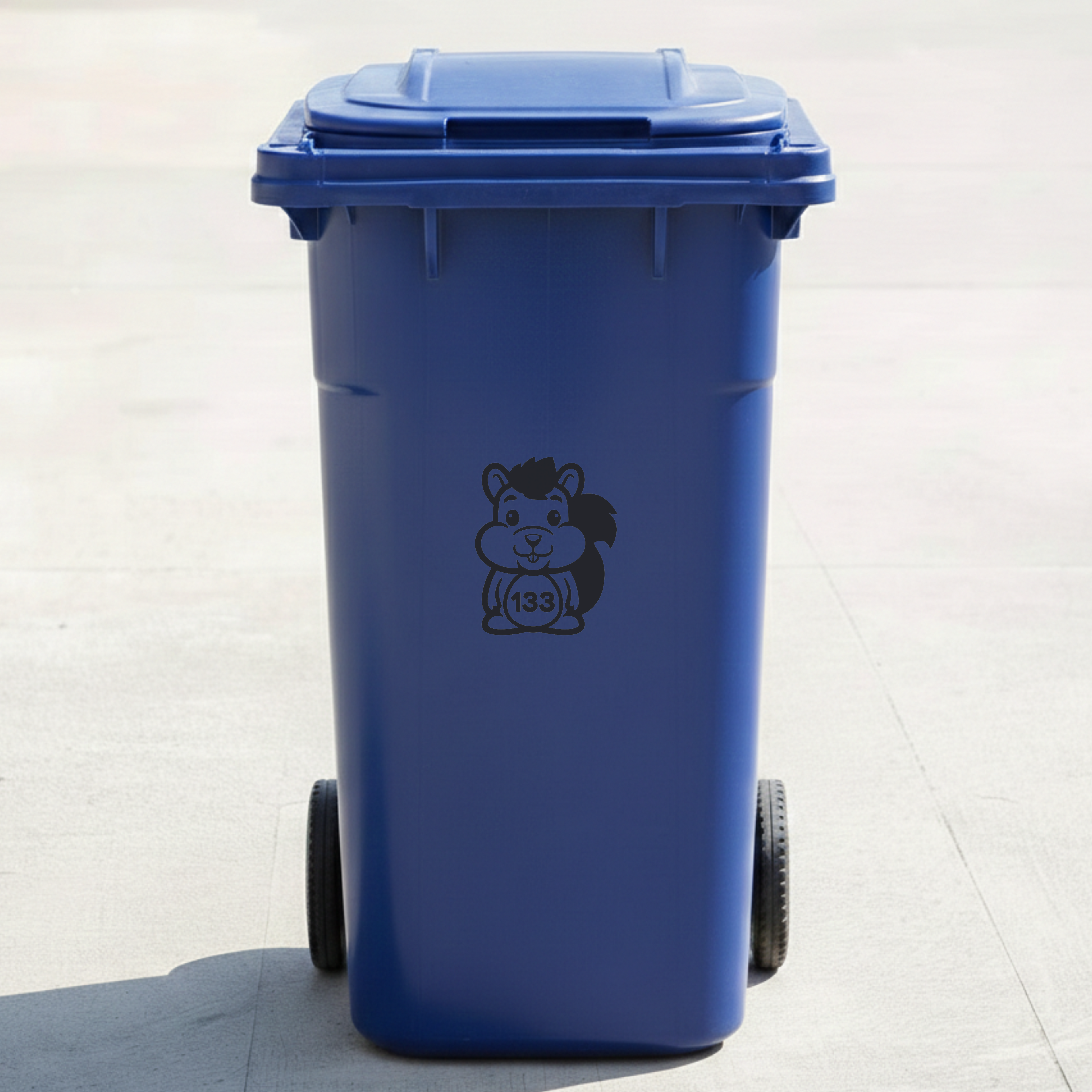 Squirrel Bin Decal Sticker with Personalised House Number